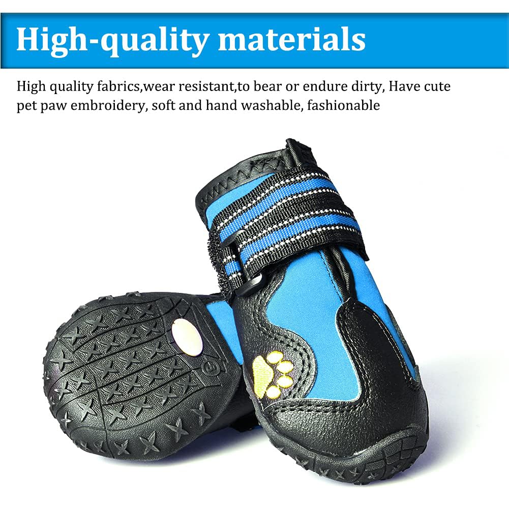 Covertsafe& Dog Boots For Dogs Non-Slip, Waterproof Dog Booties For Outdoor, Dog Shoes For Medium To Large Dogs 4Pcs With Rugged Sole Black-Blue, Size 2: (2.4 Inch X1.7 Inch)(L*W) For 14-27 Lbs