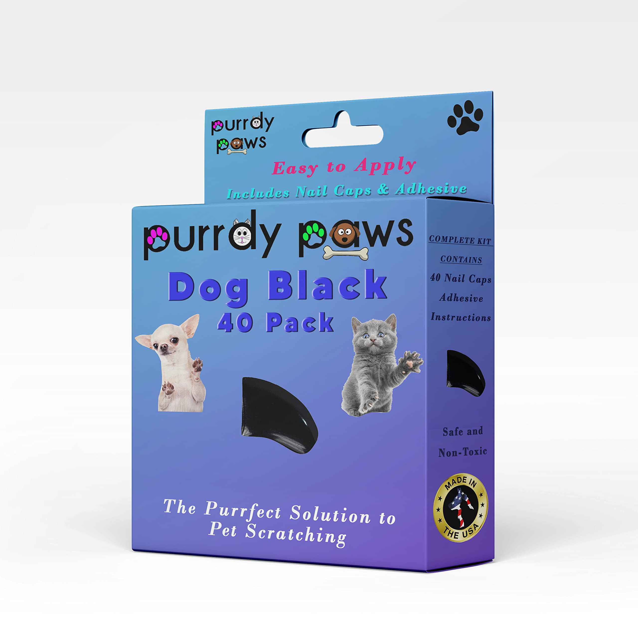 Purrdy Paws 40-Pack Soft Nail Caps for Dogs Claws Black X-Large