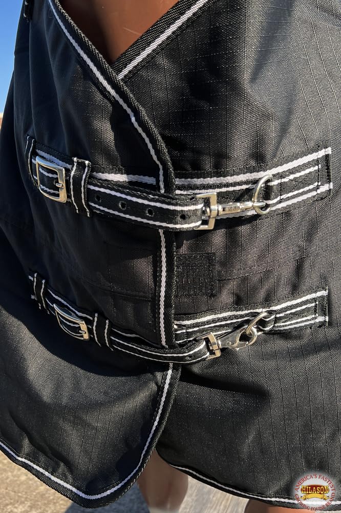 Hilason Black 50 In 600D Winter Waterproof Poly Pony Horse Blanket Black | Horse Blanket | Horse