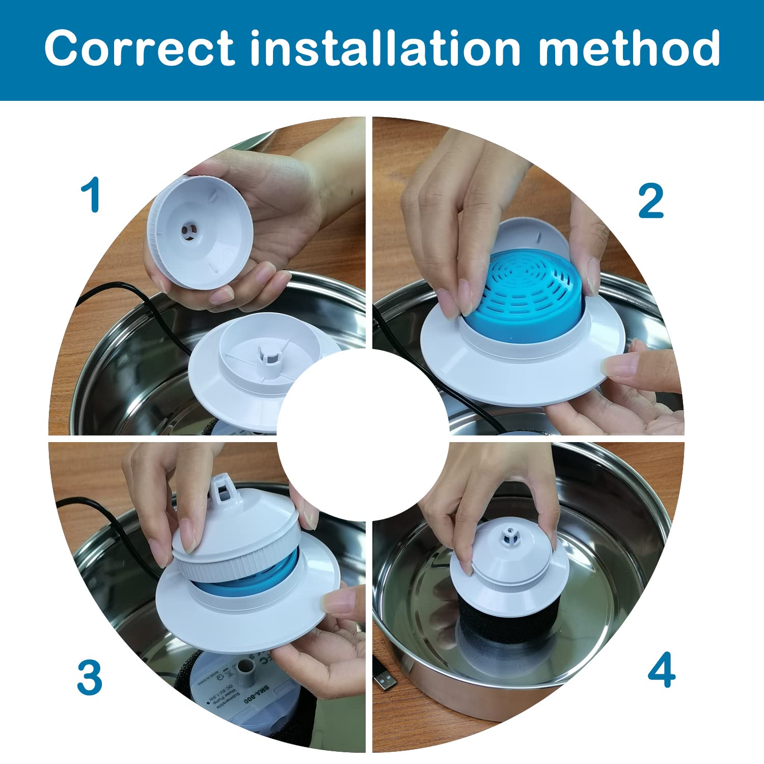 Cat Water Fountain Filter Bracket For 2.0L/67Oz Stainless Steel Automatic Circulation Cat Fountain