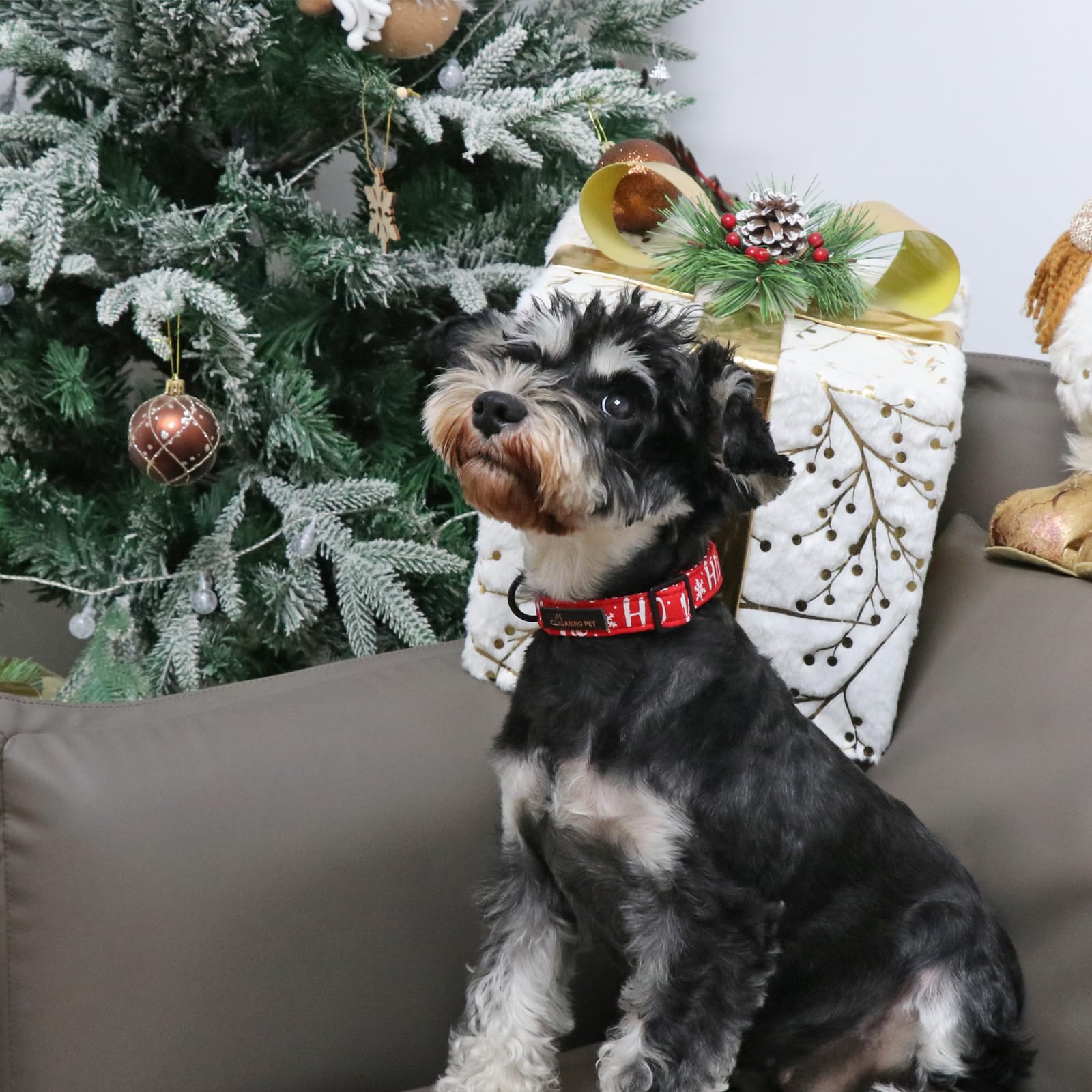 Aring Pet Christmas Dog Collar Cute Red Snowflakes Dog Collar, Adjustable Cotton Christmas Dog Collars Puppy Collar For Small Medium Large Dogs