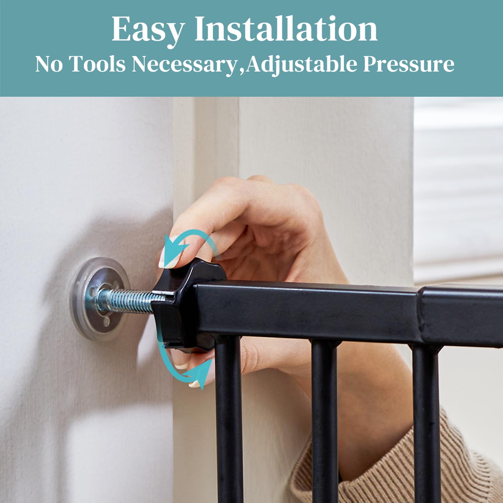 Innotruth 29-39.6” Baby Gate For Stairs & Doorways, 30' Tall Dog Gate For Pets, Dual-Lock Safety And One Hand Opening Design, Pet Gate For Hallways, Outdoors, Wall-Friendly Install, Pure Black