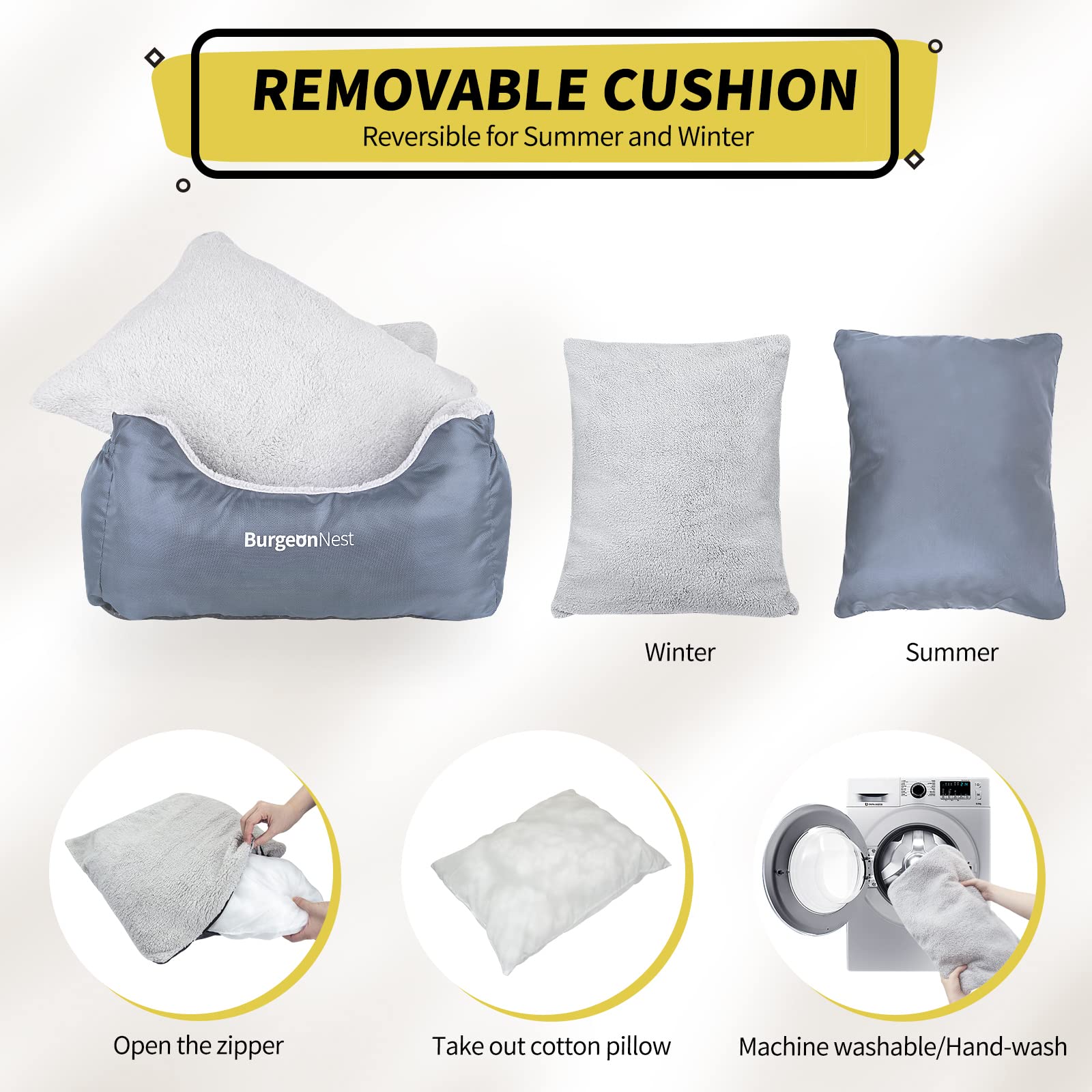 Burgeonnest Dog Car Seat For Small Dogs, Washable Soft Dog Booster Seats For Small Pets Under 25 Lbs, Portable Dog Carseat Travel Bed With Storage Pockets And Clip-On Leash