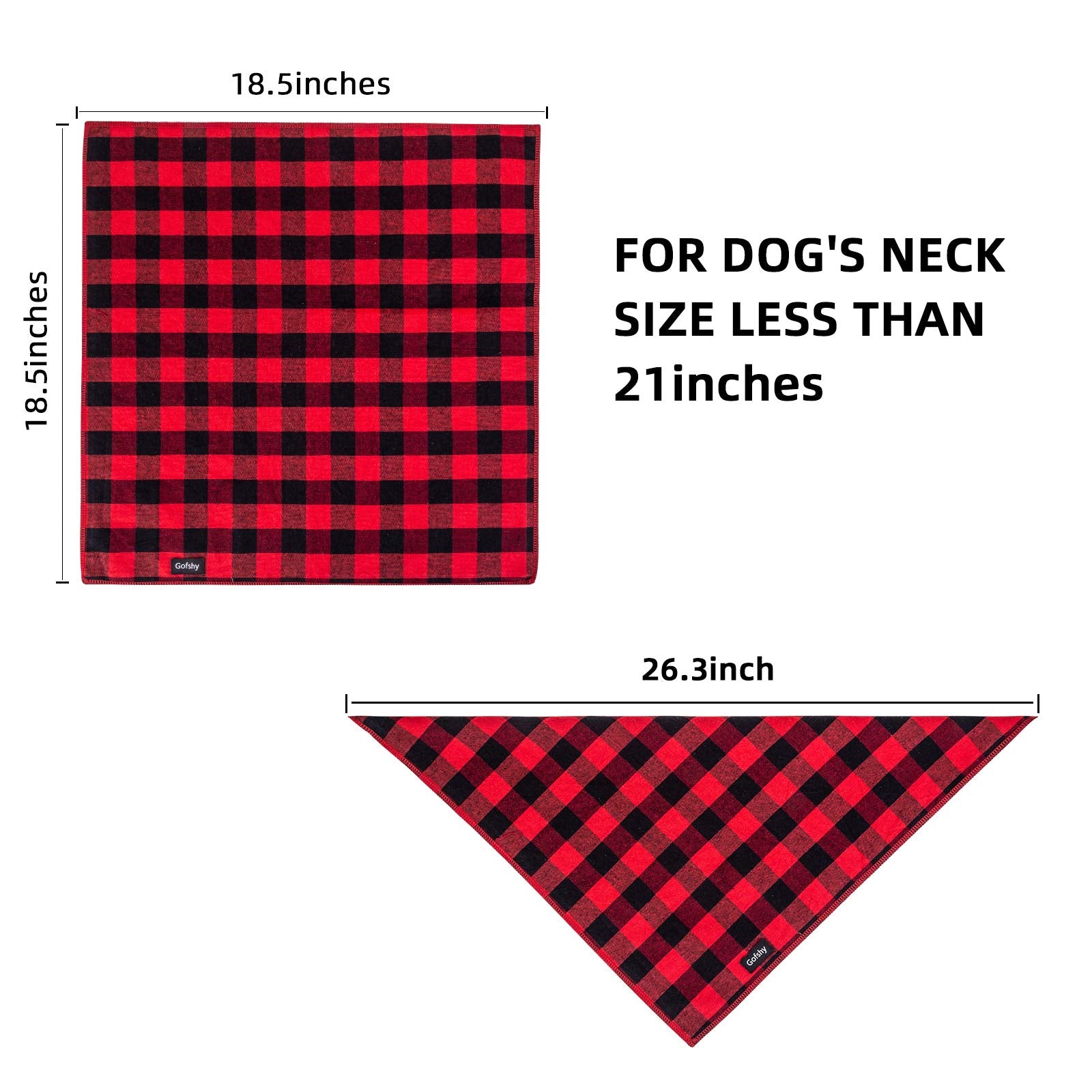 Gofshy Dog Bandanas Christmas Classic Buffalo Plaid 6Pcs Dog Gifts Red Blue Green Orange Black Brown Dog Scarf Adjustable Kerchief For Small Medium Large Dogs Cats Puppy Bandana(M)