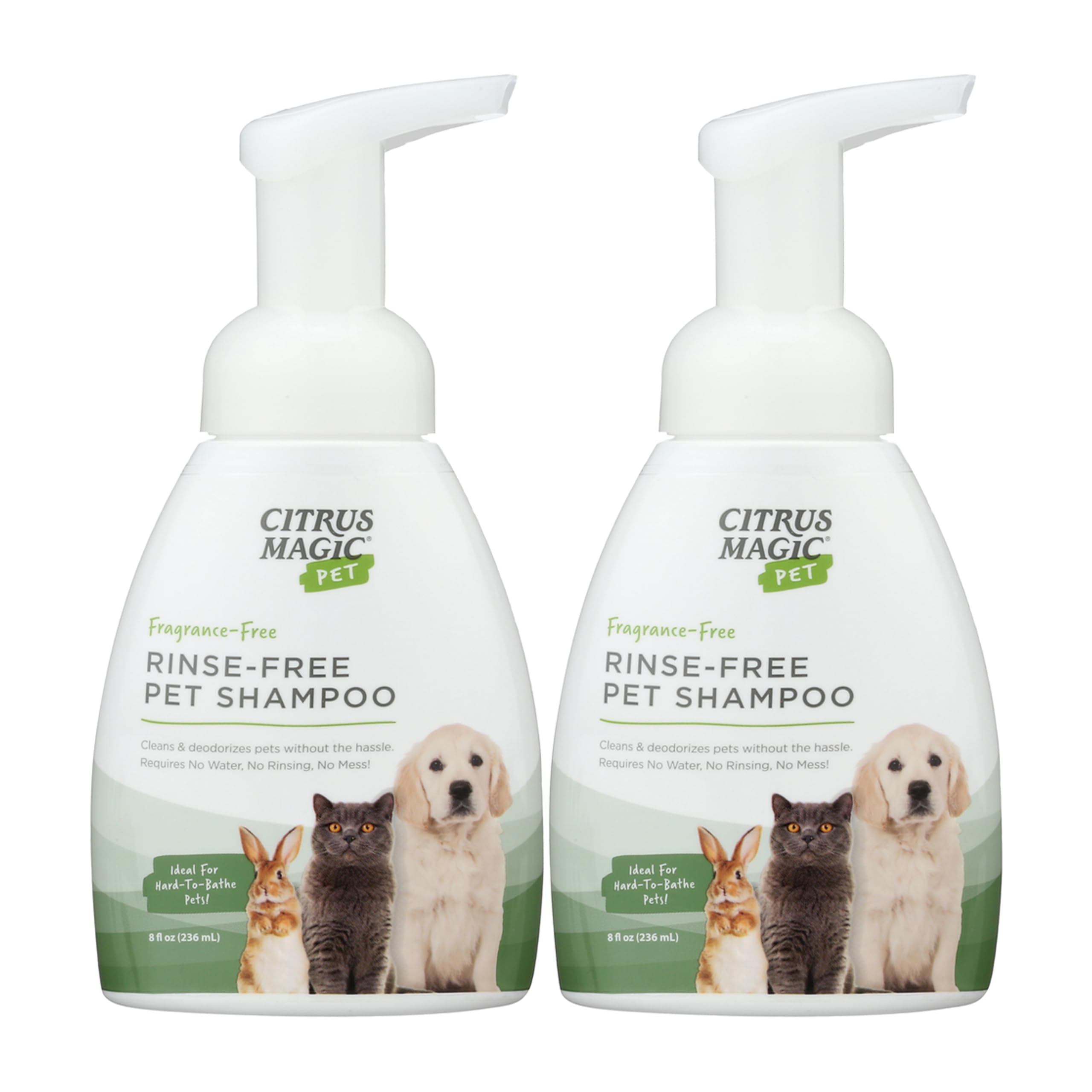 Citrus Magic Pet Rinse-Free Pet Shampoo, 8-Fluid Ounce, Pack of 2