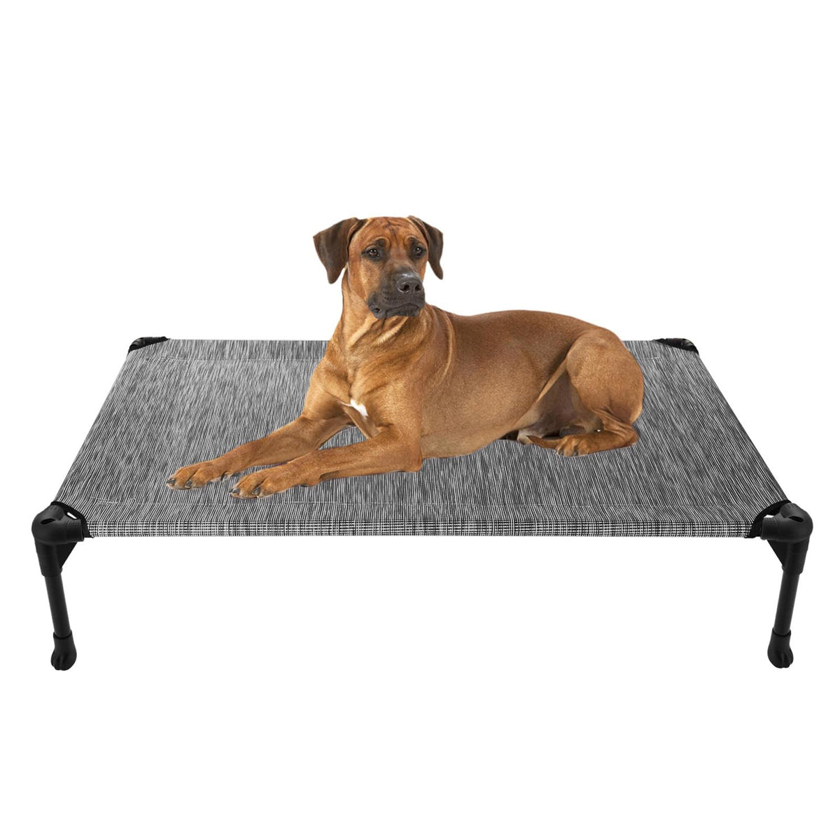 Veehoo Cooling Elevated Dog Bed, Portable Raised Pet Cot With Washable & Breathable Mesh, No-Slip Feet Durable Dog Cots Bed For Indoor & Outdoor Use, Large, Cwc1803-L Black Silver