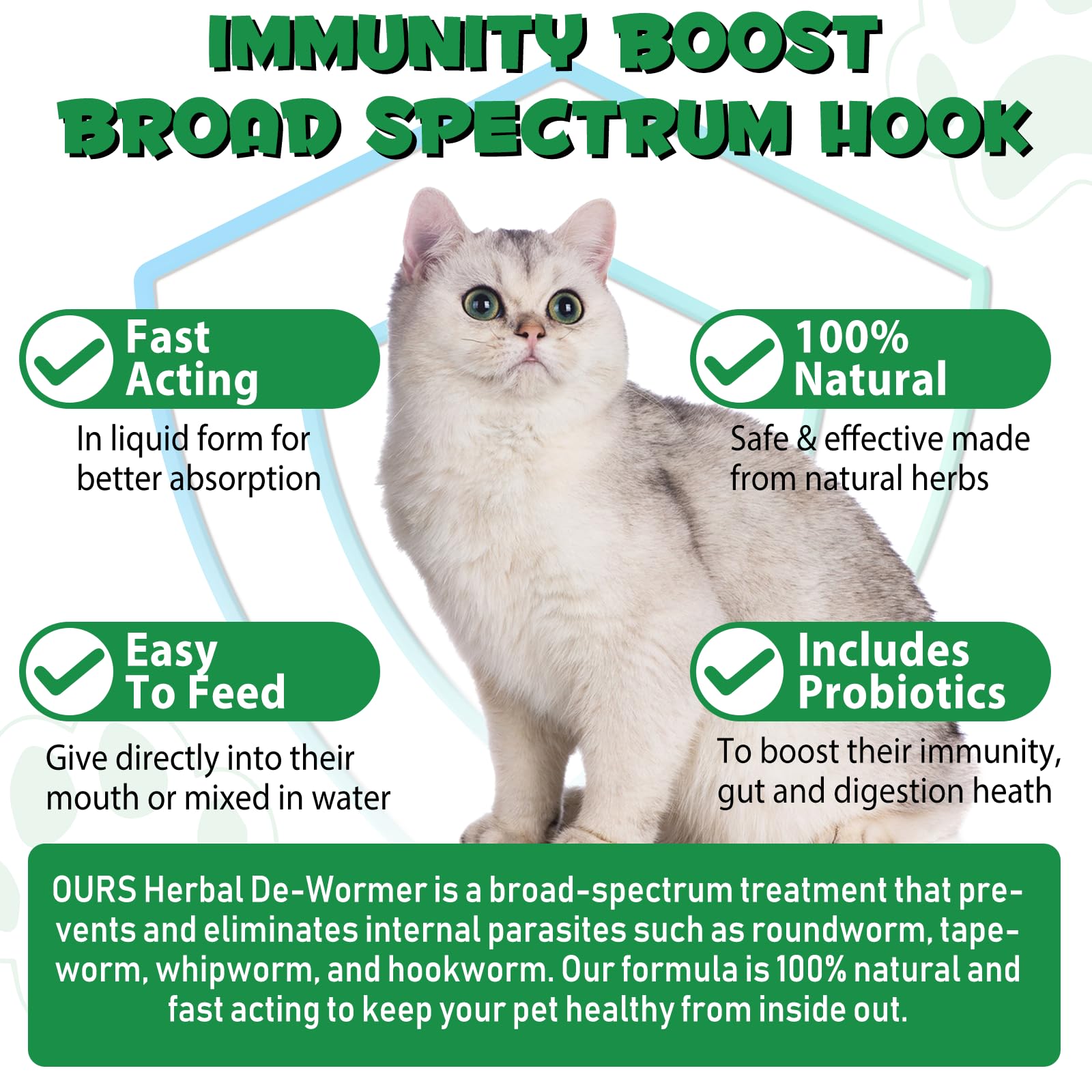 Specifically Formulated for Cats, Cat Broad Spectrum Supports, Naturally Sourced Ingredients, Gut Health, Easy-to-Absorb, Probio