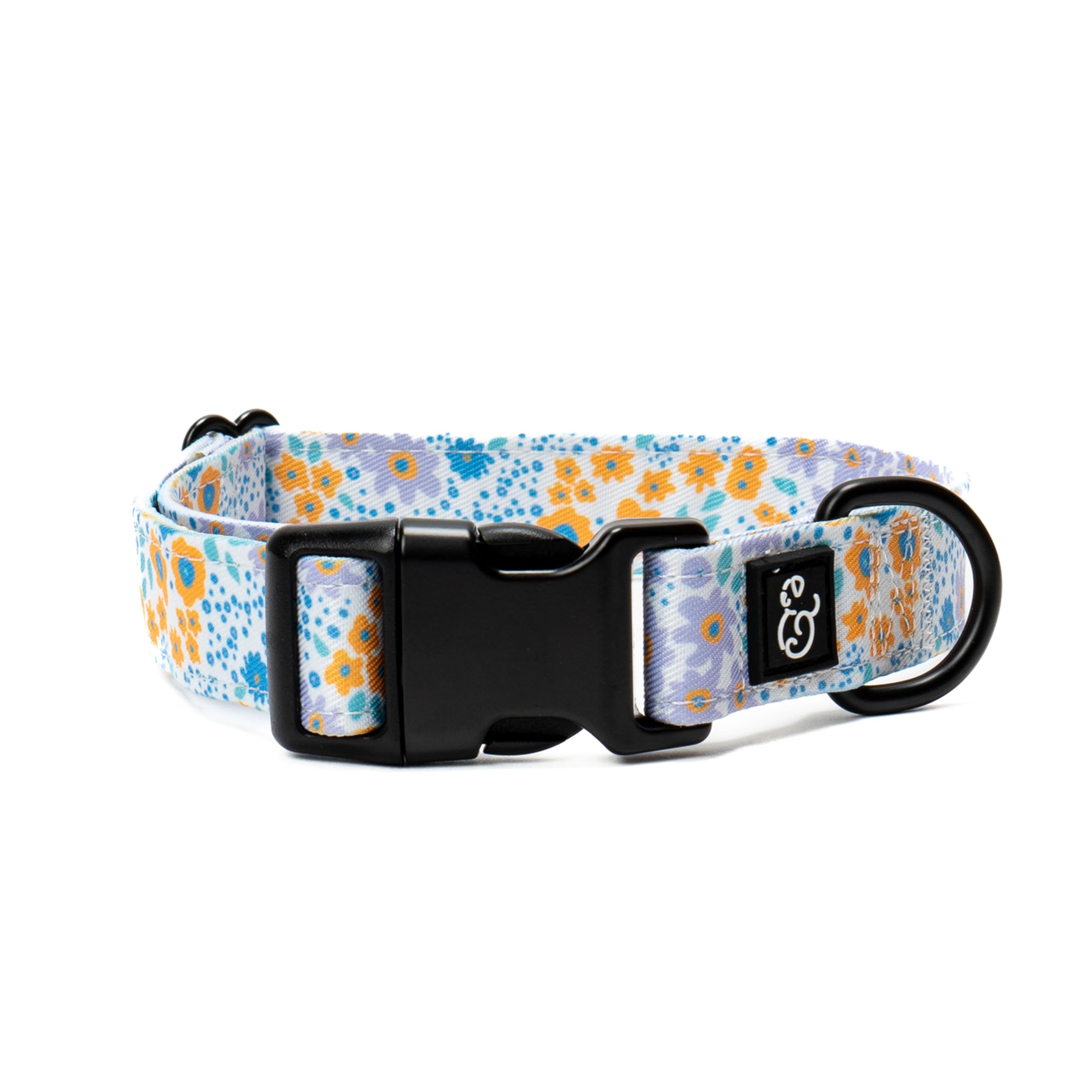 Lucy & Co. Among The Wildflowers Dog Collar - Durable Lightweight Designer Collar For Pets - Adjustable Metal Safety Buckle - Pu
