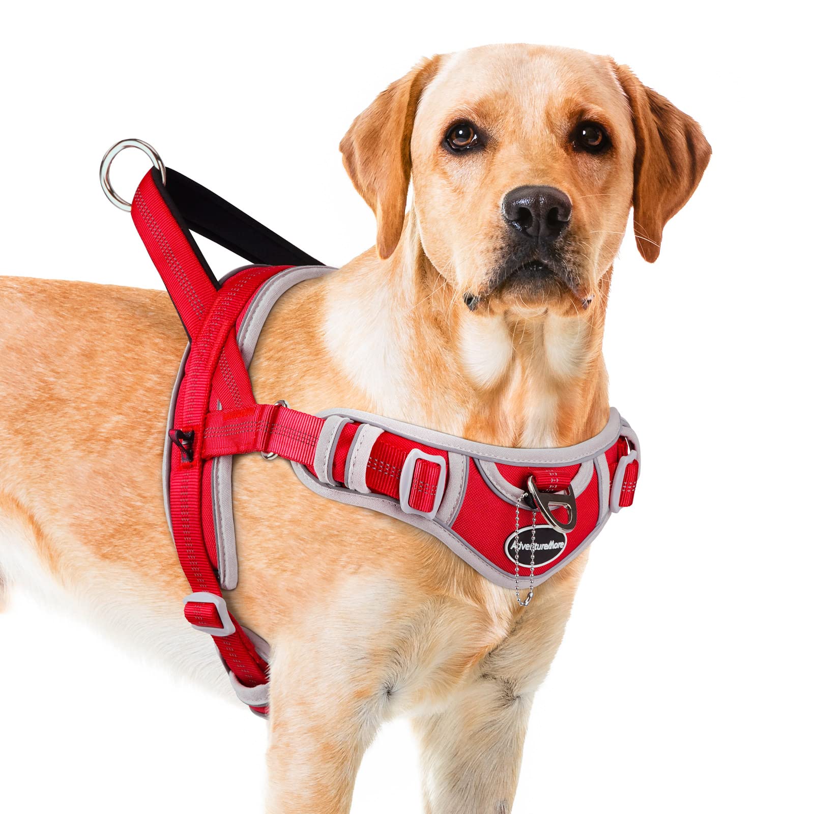Adventuremore Dog Harness For Large Dogs No Pull, Sport Dog Halter Harness Reflective Breathable Dog Vest Escape Proof Dog Harness With Easy Control Front Clip Handle For Training Walking L Red
