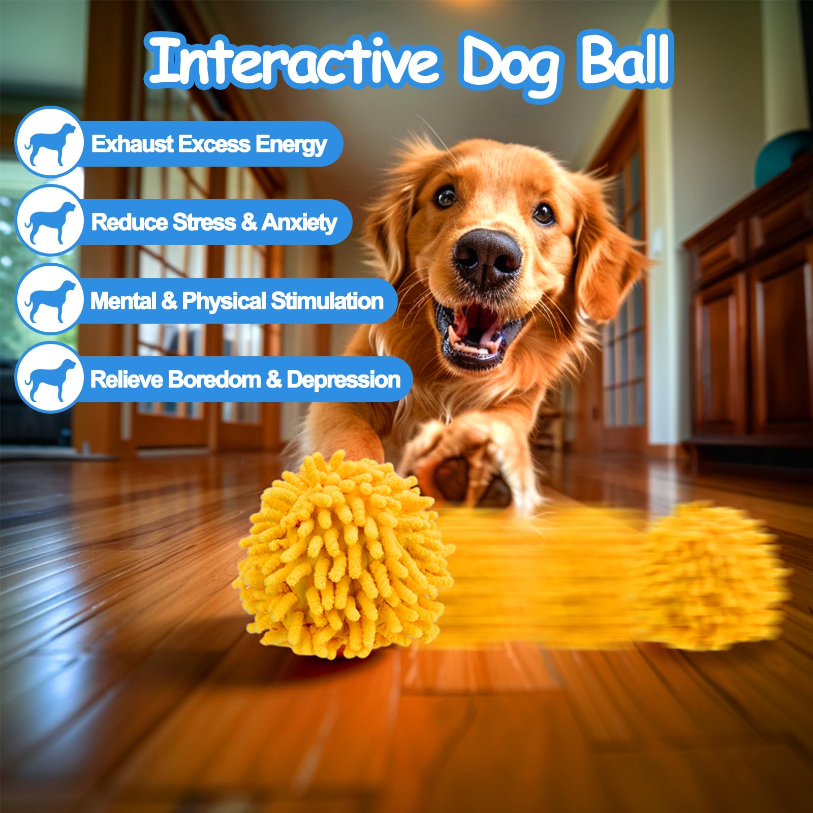 Interactive Dog Toys, Self Rolling Ball with Cover Anti-Chewer for Small/Medium/Large Puppy Pet, Moving Ball for Dogs Enrichment