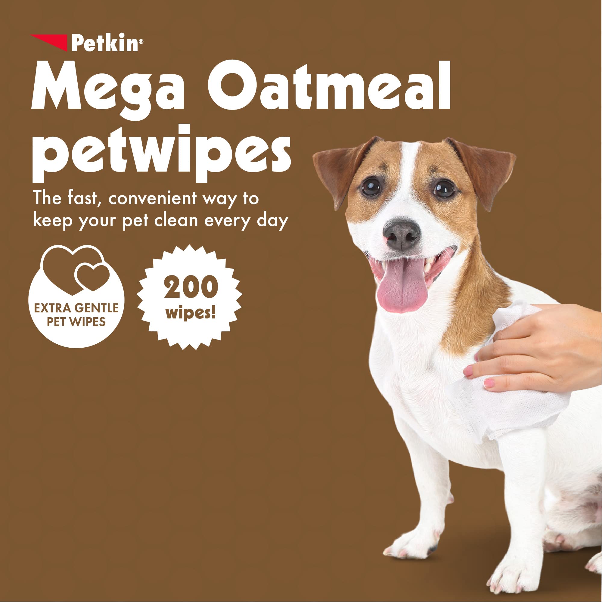 Petkin Mega Petwipes, 200 Wipes - Oatmeal Pet Wipes For Dogs And Cats, Use On Face, Paws, Ears, Body And Eye Area - Ideal For Ho