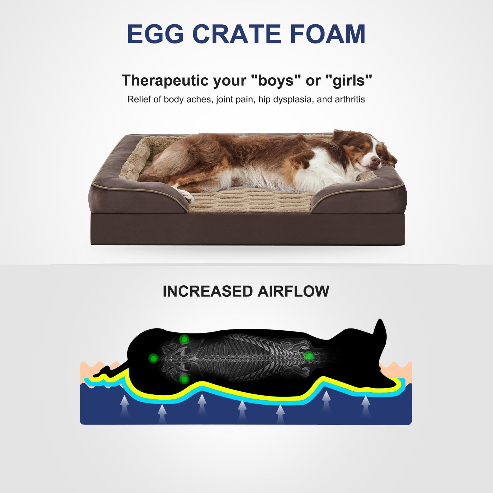 Furtime Orthopedic Dog Bed For Extra Large Dogs - Xl Plus Washable Dog Sofa Beds, Supportive Foam Pet Couch Bed With Removable W