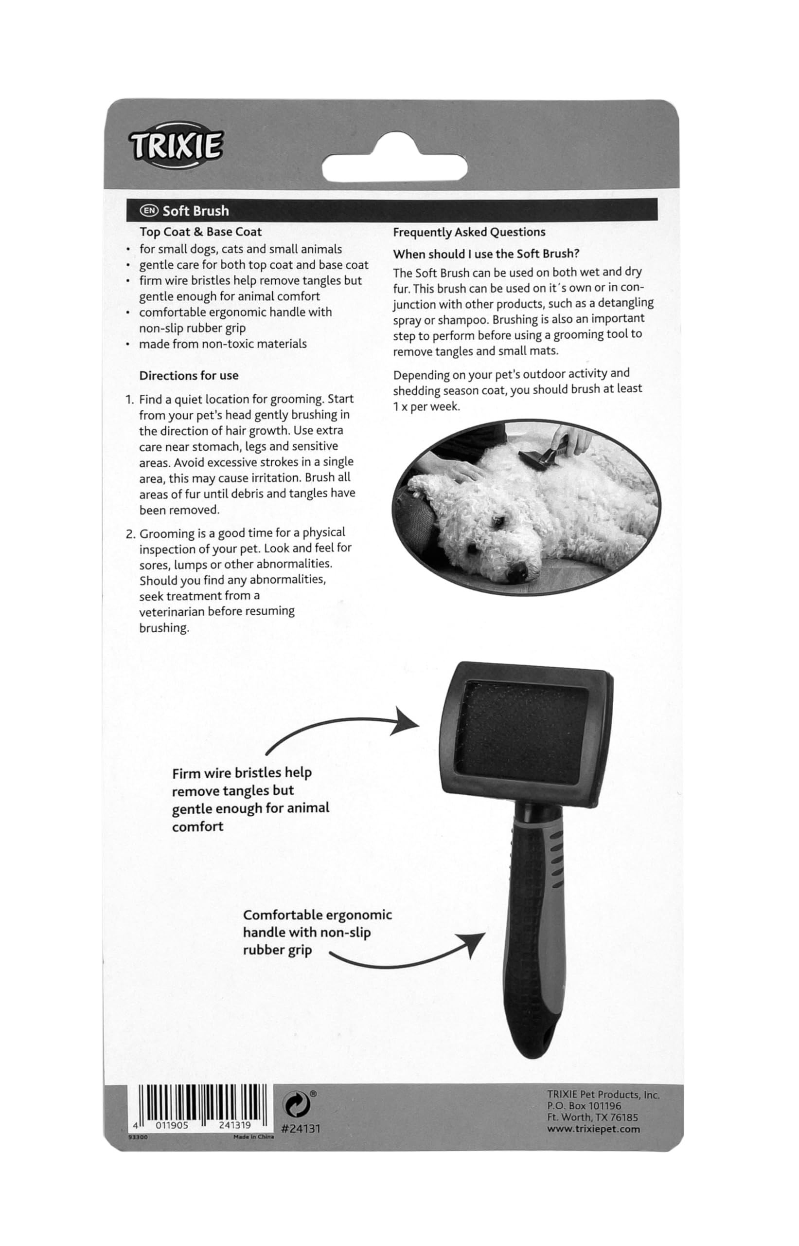 Trixie Pet Grooming Brush For Cats, Dogs, Small Animals, Detangling Top Coats And Base Coats, Deshedding Tool