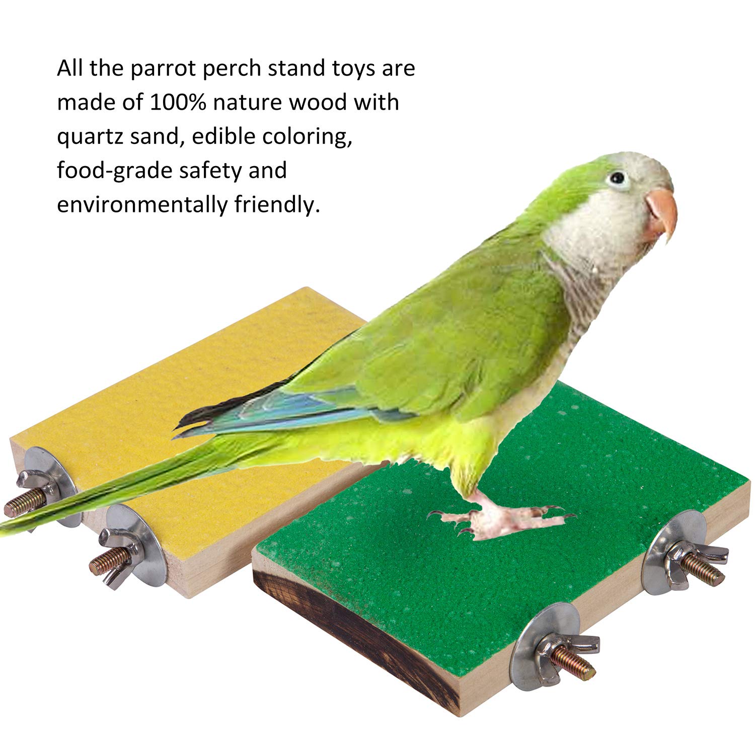 Petsvv 4 Pcs Bird Perch Stand Toy, Wood Parrot Perch Stand Platform Paw Grinding Stick, Cage Accessories Exercise Toys Budgies P