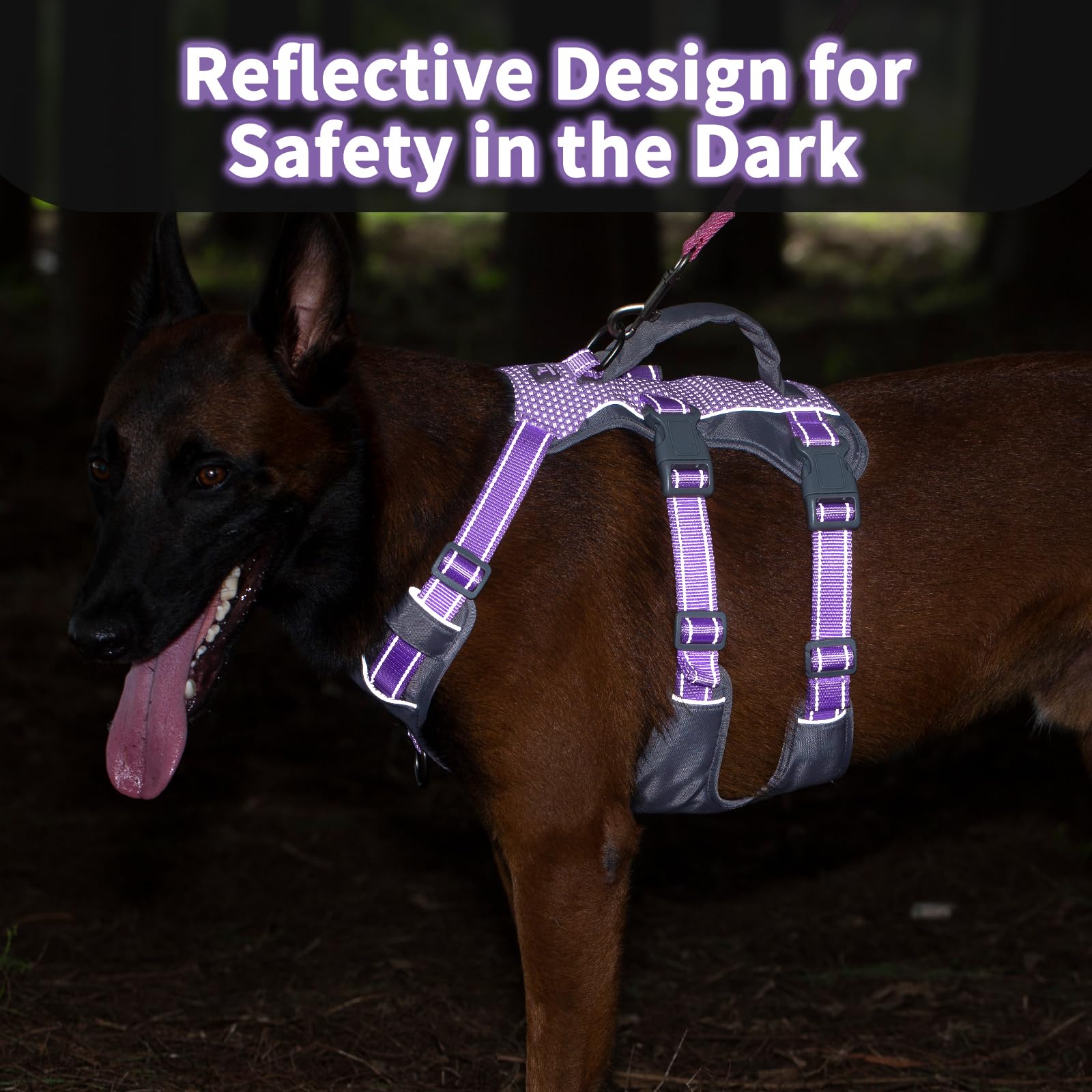 Huntboo Reflective Dog Harness With Handle, Escape Proof, No Slip, Breathable, Lightweight, Adjustable Lift Harness For Small,Me