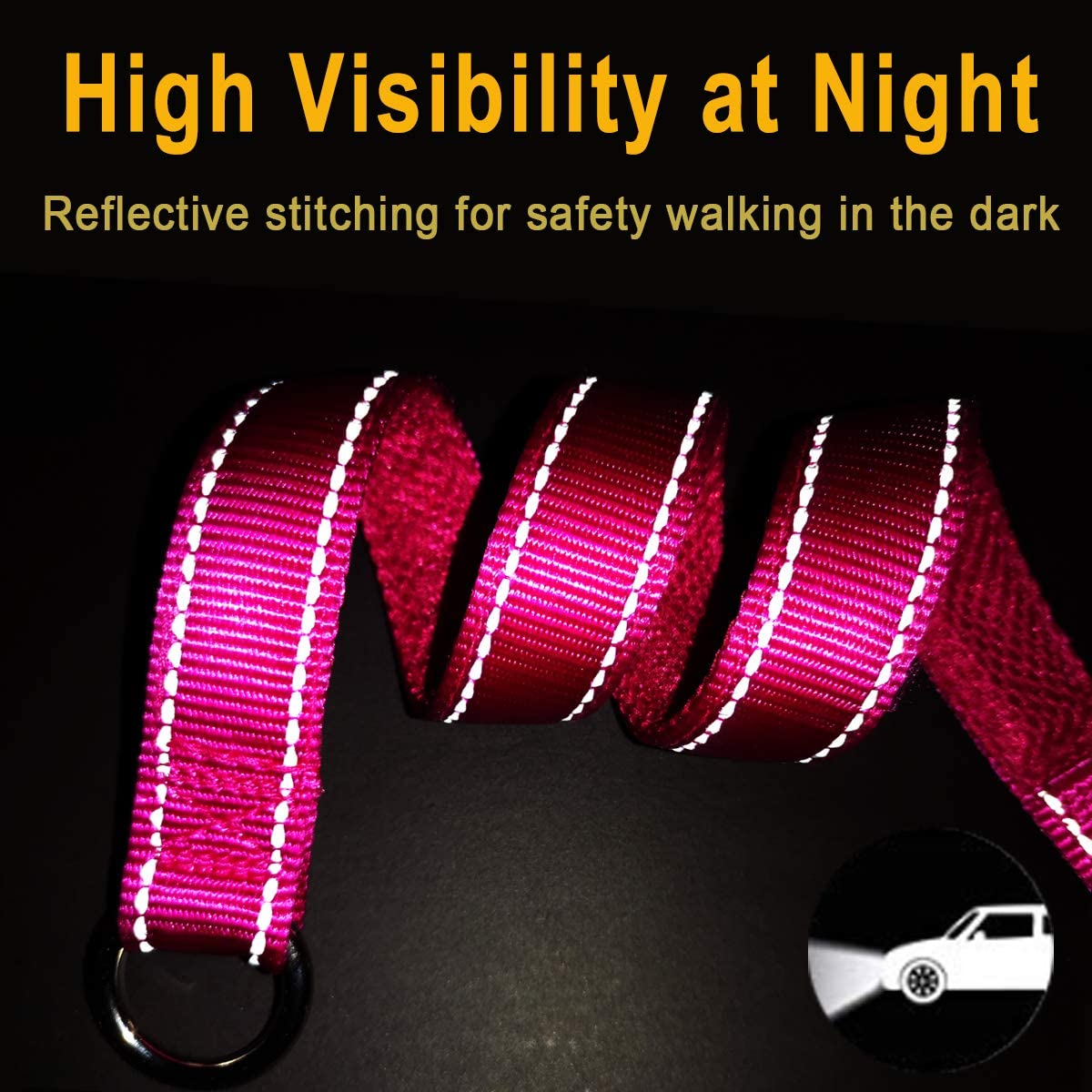 Mycicy Reflective Slip Collar, Soft Nylon Training Choke Collar For Dogs In Pink 22', Wide 1'