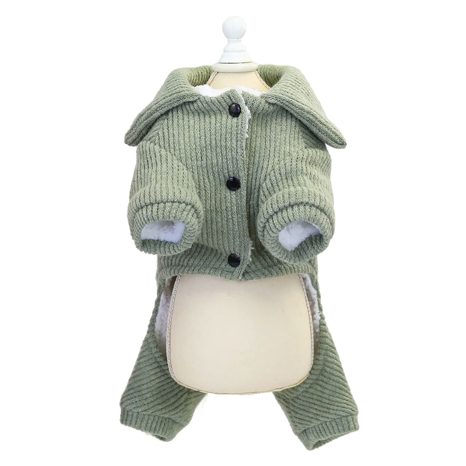 Green Xxl Fleece Dog Sweater - Warm Winter Jumpsuit For Small & Medium Dogs & Cats