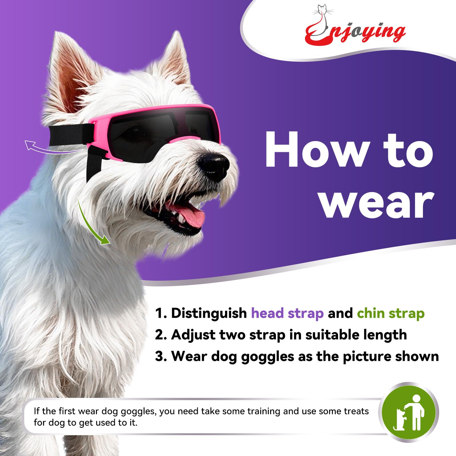 Enjoying Dog Goggles Small Breed, Puppy Sunglasses Uv Protection, Outdoor Ash Prevention, Driving Dog Eye Protection, Antifog Wi