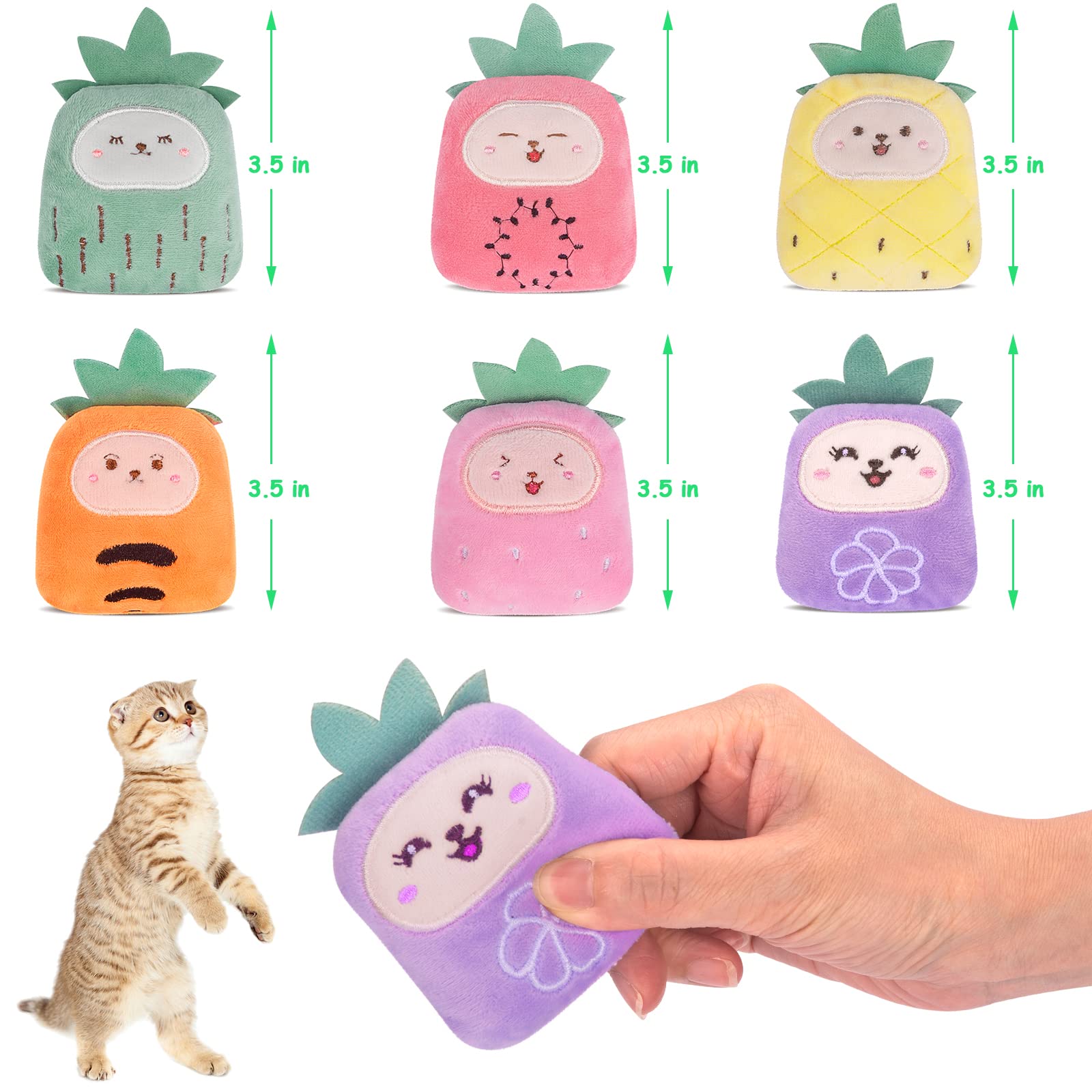 Etekyer Catnip Toys, Catnip Toys For Cats, Cat Toys With Catnip, Cat Toys For Indoor Cats Kittens, Cat Chew Toy, Cat Pillow Toys For Teeth Cleaning Playing, 6 Pack