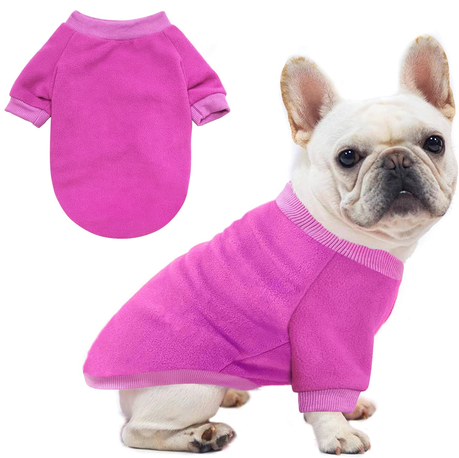 Idepet Dog Fleece Sweater - Soft Puppy & Cat Pullover Sweatshirt - Warm Winter Shirt - Classic Cat Apparel (Purple, Small)