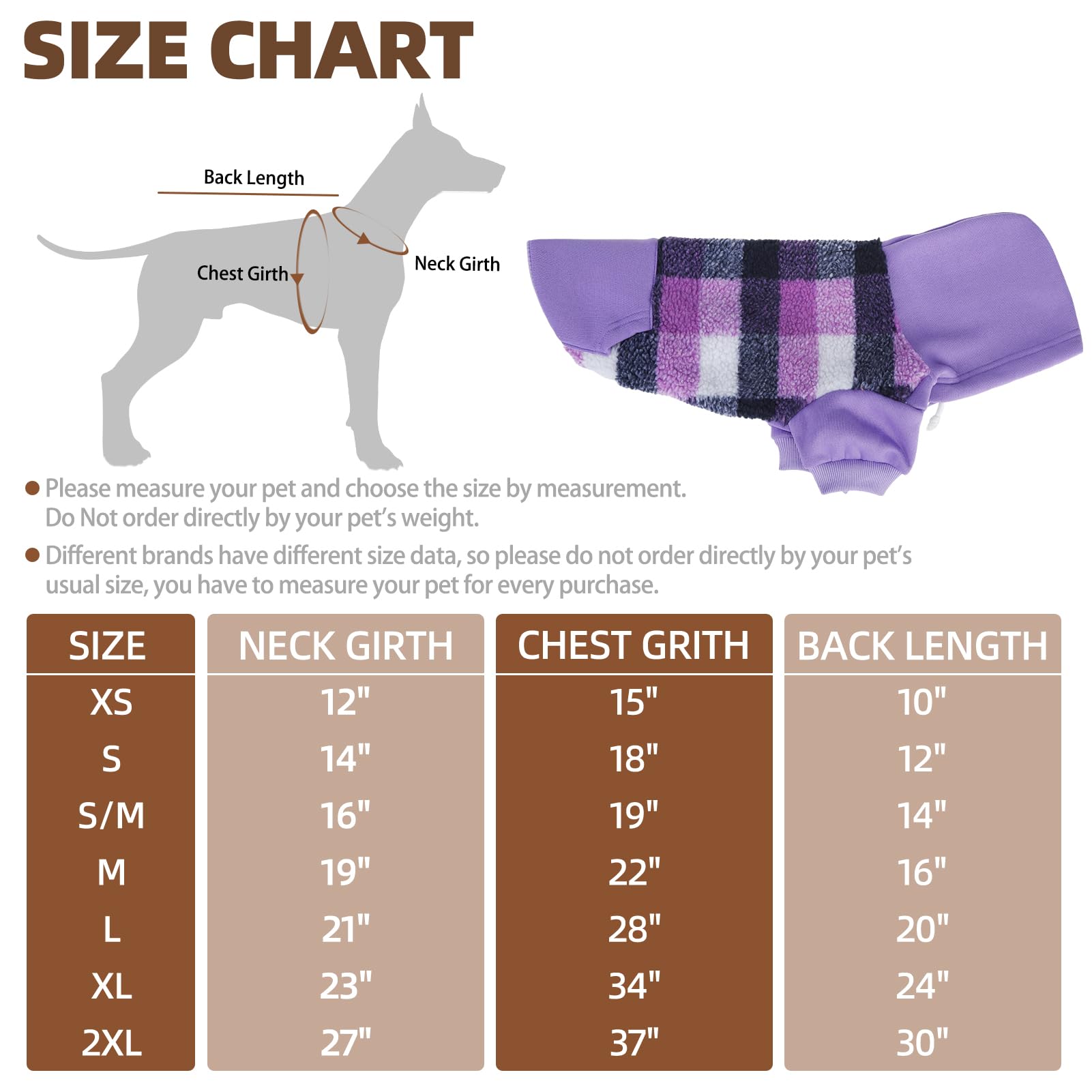 PUPTECK Dog Hoodie Puppy Sweatshirt Warm Dog Sweater Winter Clothes Cold Weather Coats for Small Medium Large Dogs, Purple, M