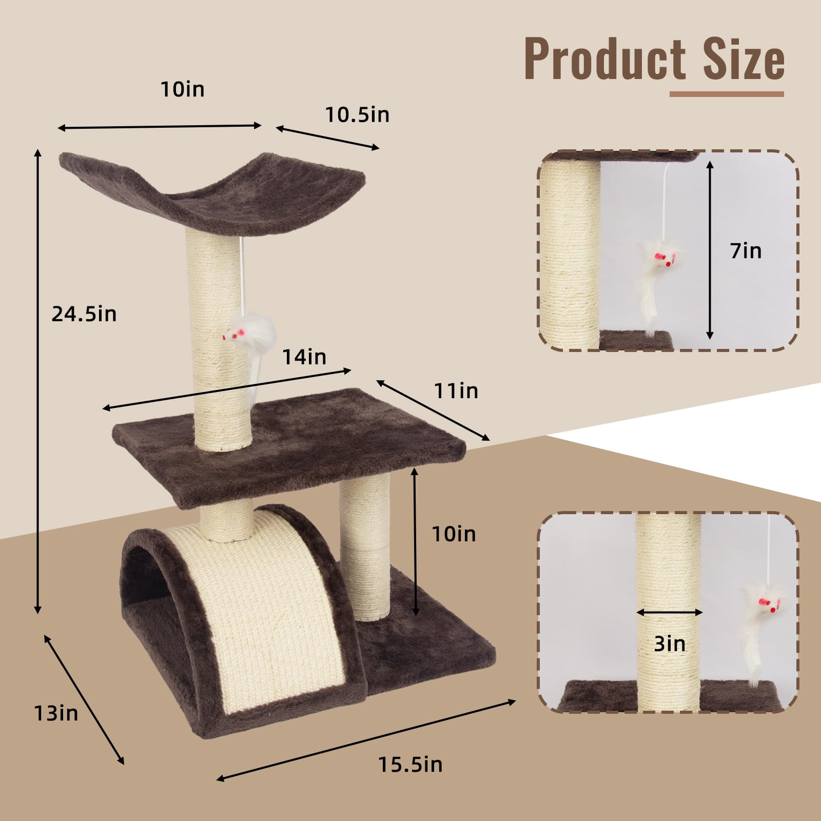 Tzhykphome Cat Tree Tower With Cat Scratching Post For Indoor Cats,Activity Centre Climbing Tree Cat Furniture With Playful Toy