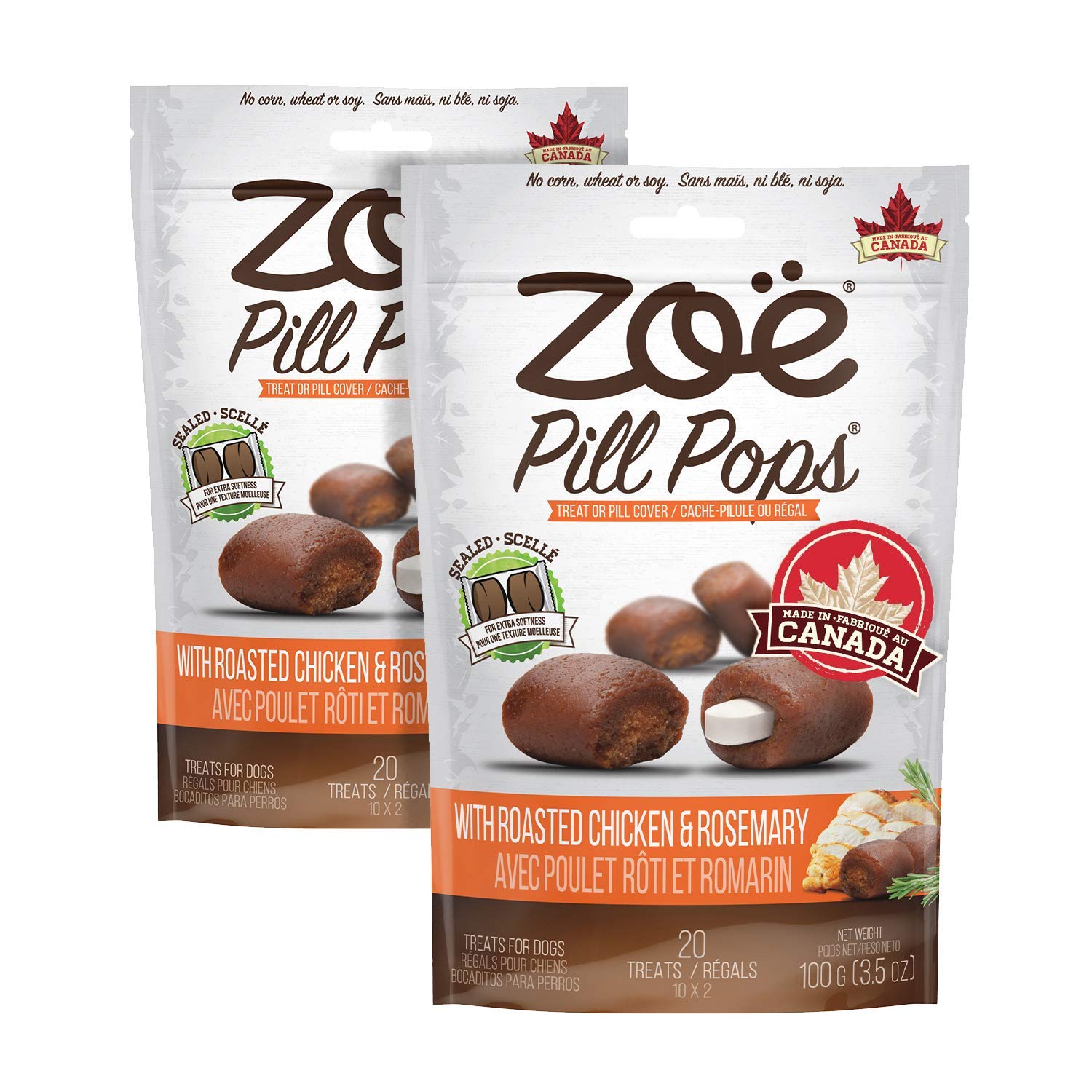 Zoe Zo Pill Pops for Dogs, Healthy Dog Treats, All Natural Dog Treats to Hide Medication, Roasted Chicken with Rosemary Recipe, 