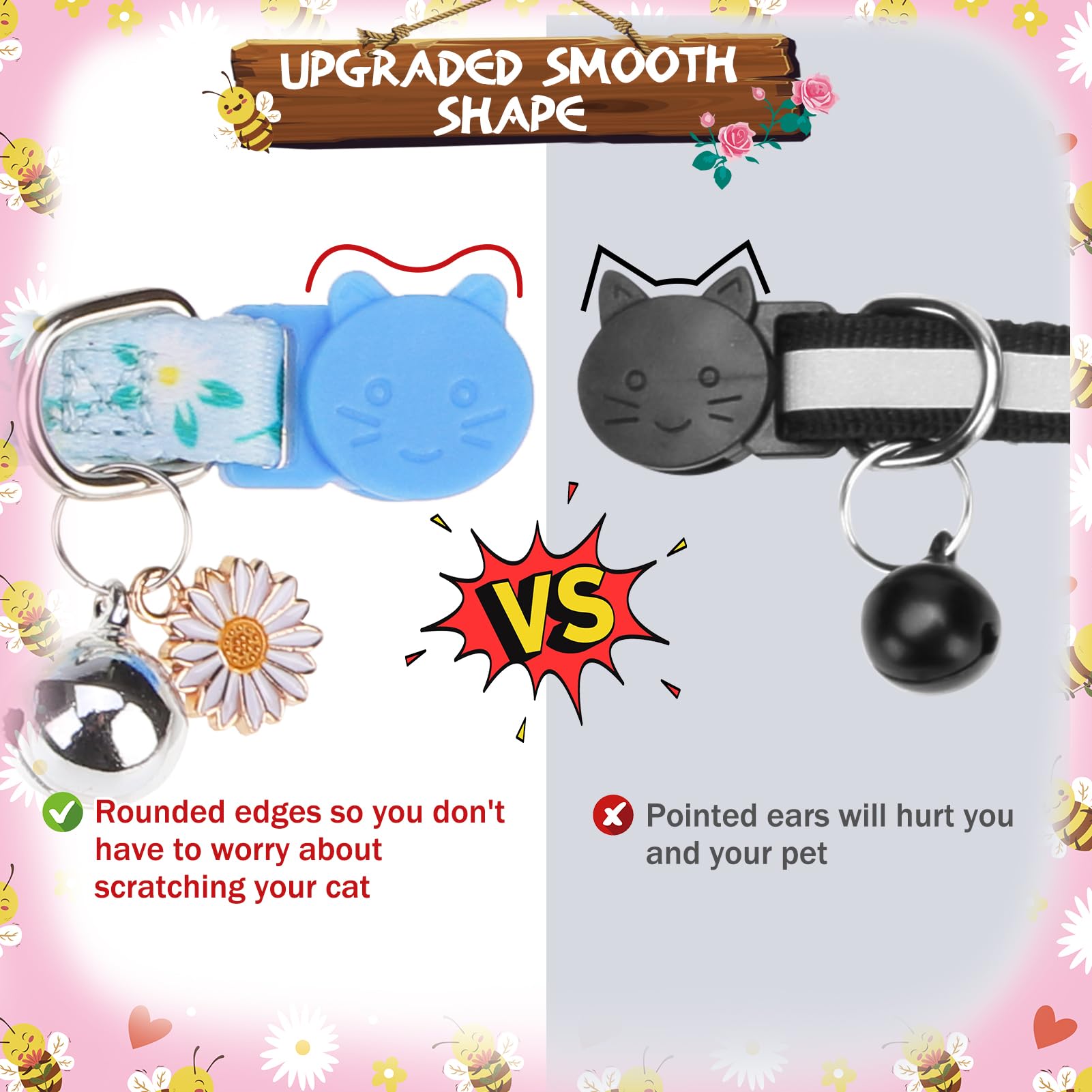 Pupteck Cat Collar With Bell Breakaway 3 Packs, Kitten Collar With Bowtie For Boy Girl Small Pets, Puppy, Bunny Outfit Costume