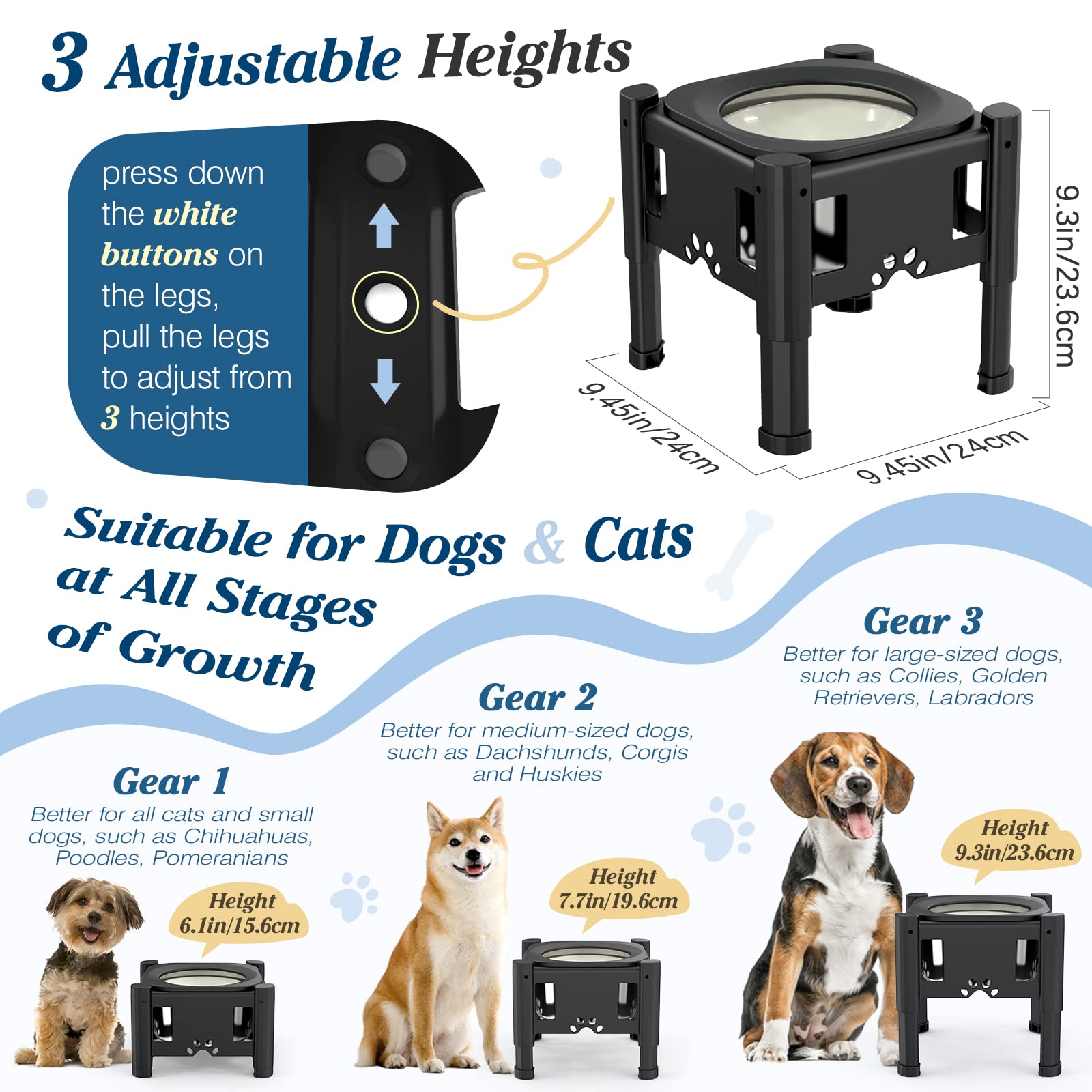 Lewondr Dog Water Bowl, 80OZ Large Capacity Raised Water Bowl for Dogs with Dog Slow Feeder Bowl, No Spill Water Bowl for Dogs 3