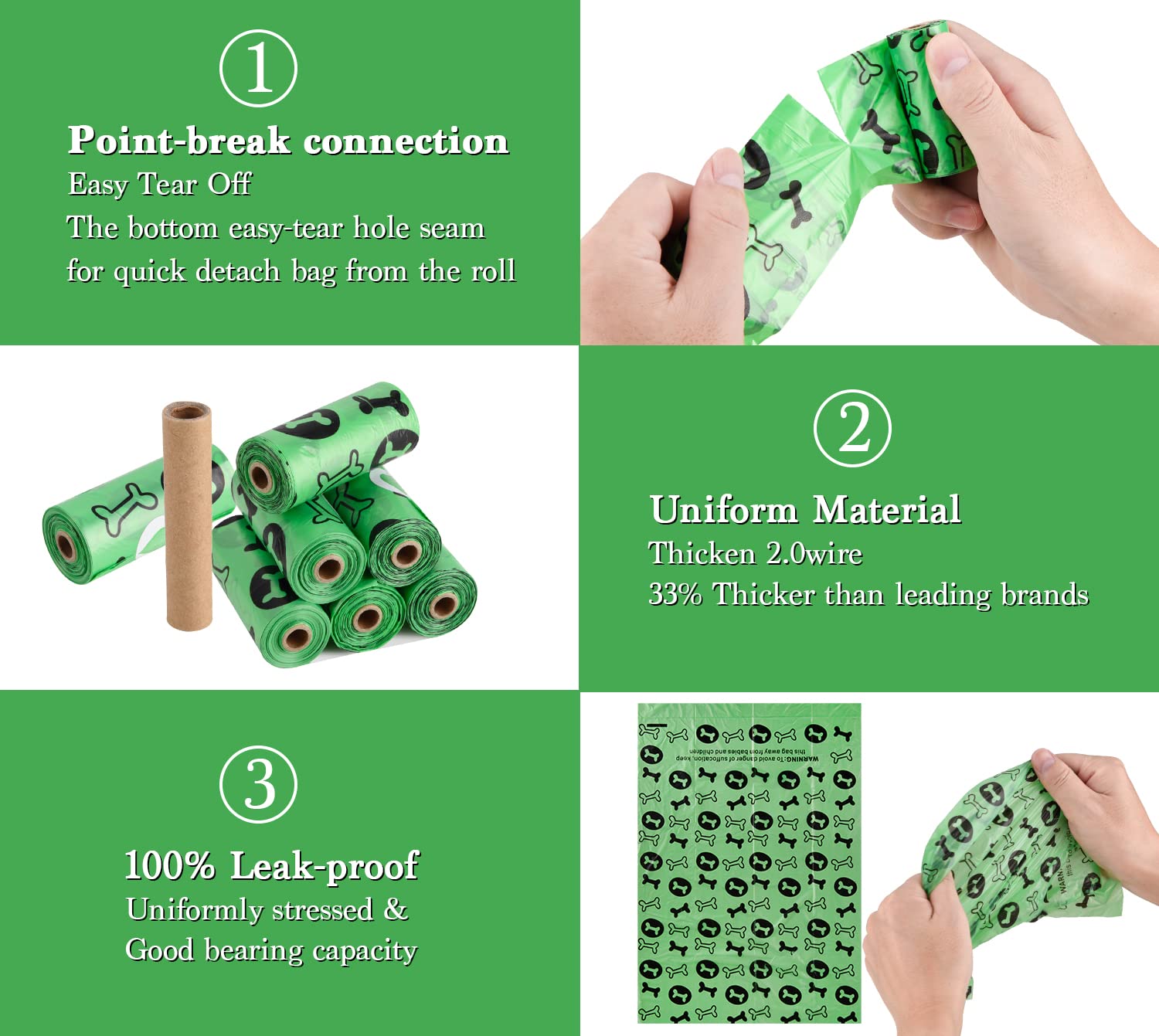WDFAACK Biodegradable Dog Poo Bags with Holder-240 Large Poop Bags, Corn Starch Blended Compostable Poo Bag, Extra Thick Strong