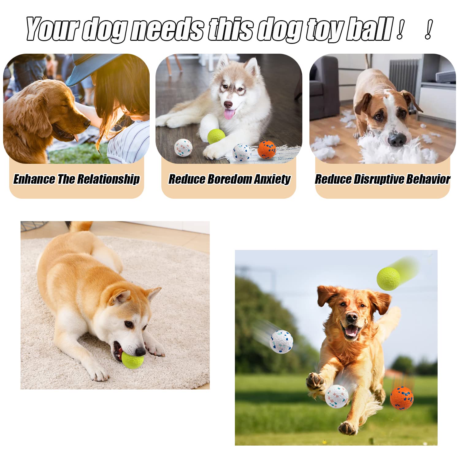 Dlder Dog Balls For Aggressive Chewers,Indestructible Floating Bouncy Balls For Dogs Small Breed,Lightweight Durable Solid Dog B