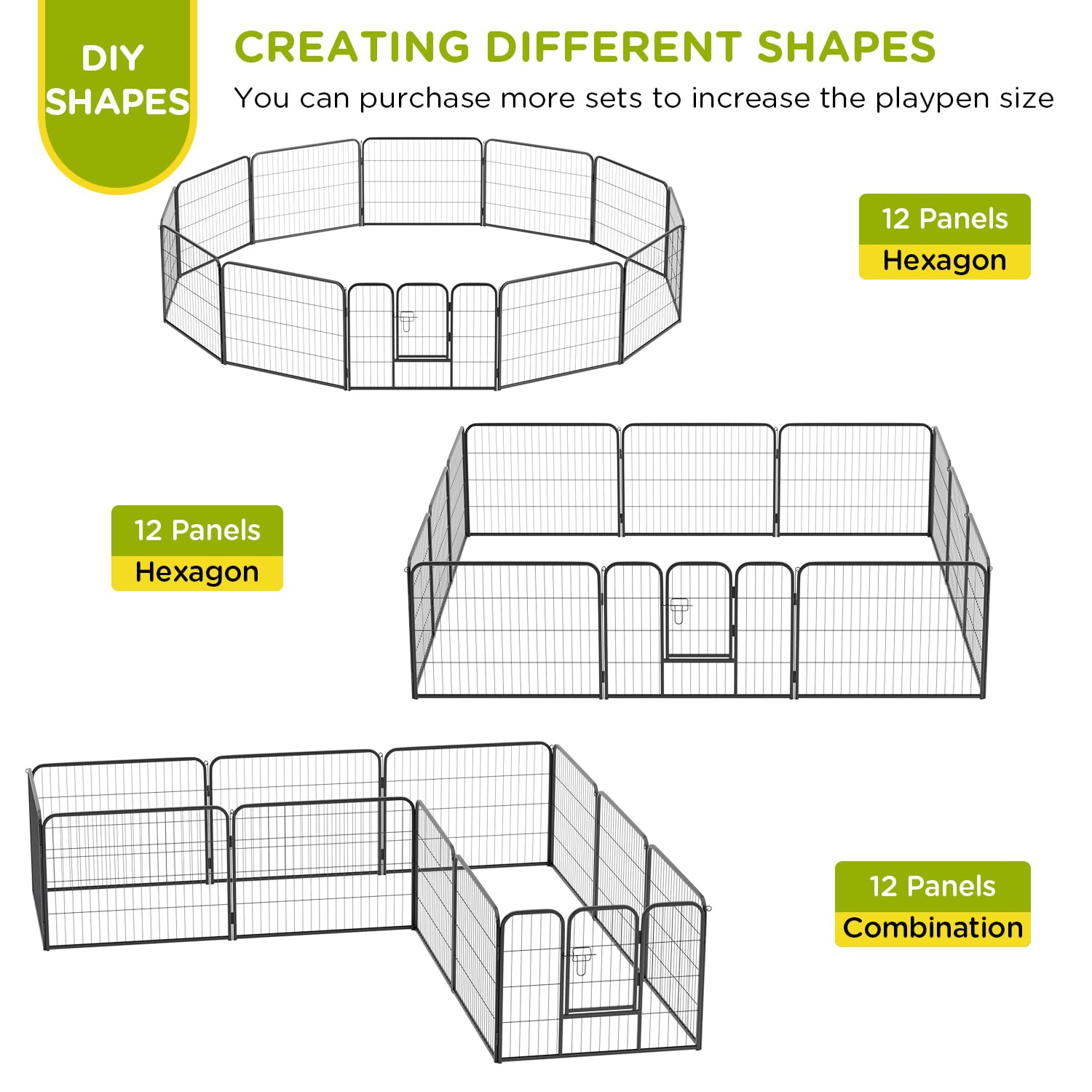 Bestpet Dog Playpen Indoor 24 Inch Height 12 Panels Dog Pen For Small And Medium Dogs, Exercise Pen Pet Dog Fence With Doors Pet