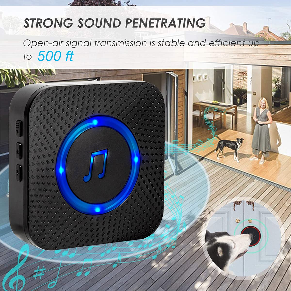 Chunhee Dog Door Bell Wireless Dog Doorbells With Warterproof Touch Button Dog Bells For Potty Training,2.3 Inches Button