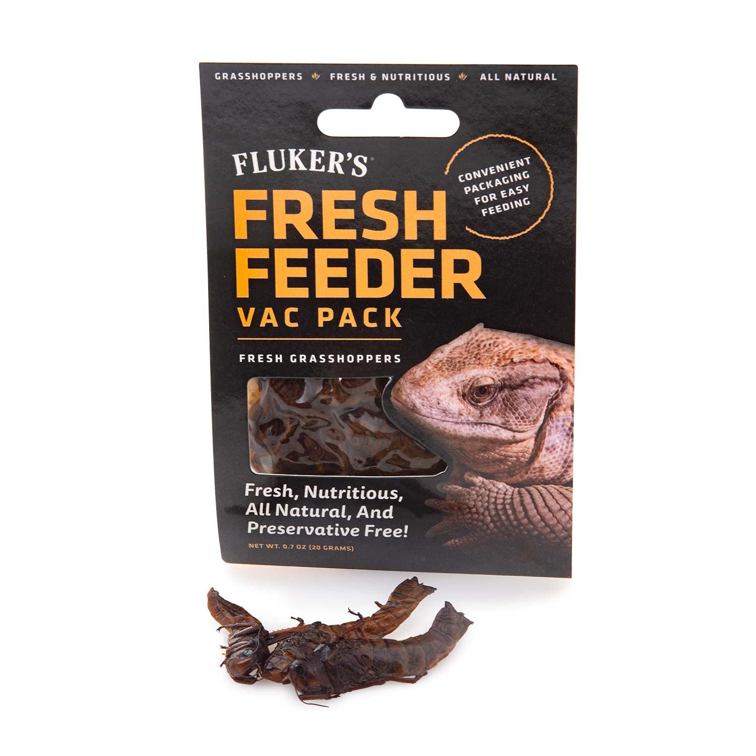 Flukers Fresh Feeder Vac Pack Grasshoppers, All Natural and Preservative Free, Great for Insect Eating Reptiles, Birds, or Smal