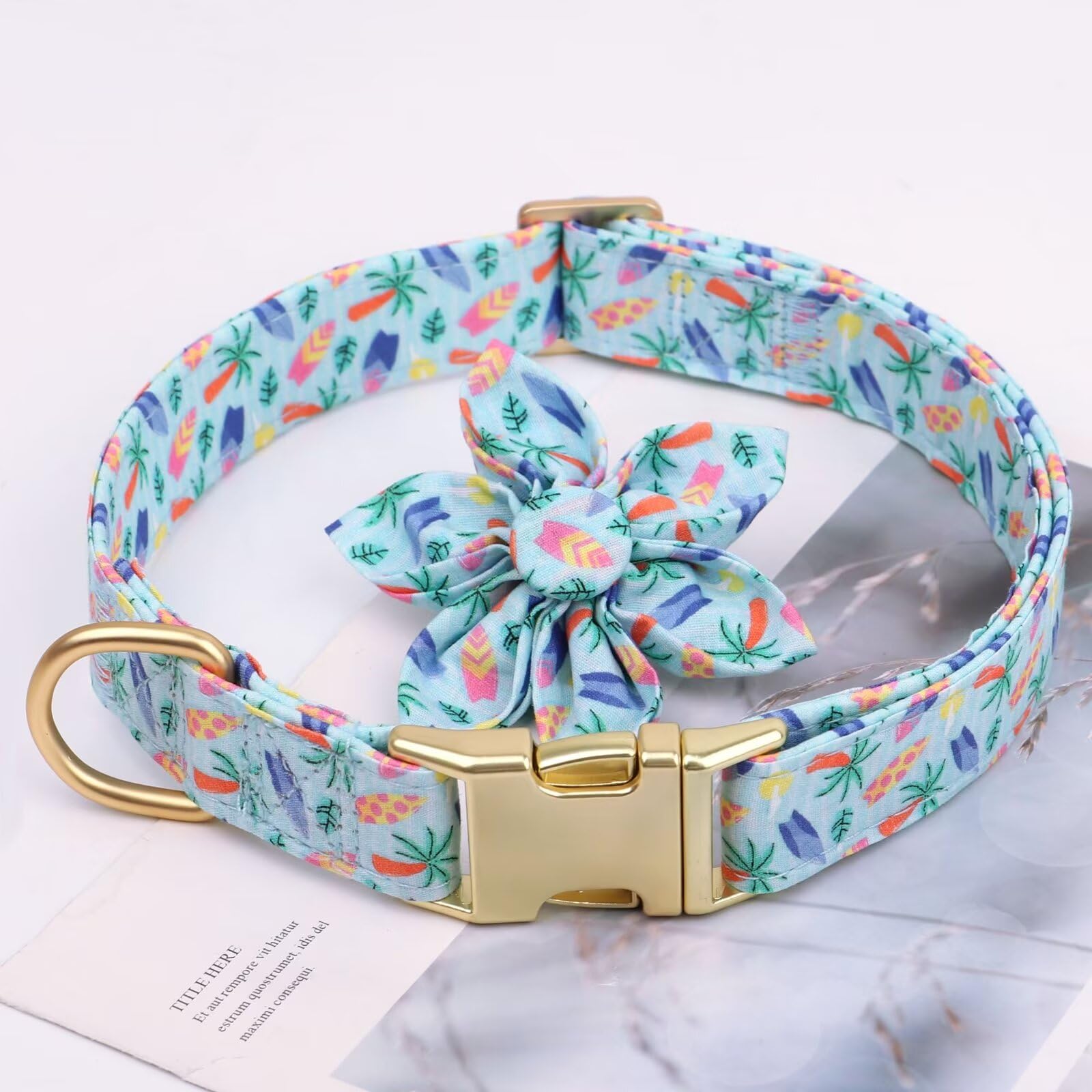 Beirui Cute Girl Dog Collars for Female Dogs, Summer Dog Collar with Flower, Soft Floral Pet Collars for Small Medium Large Dogs