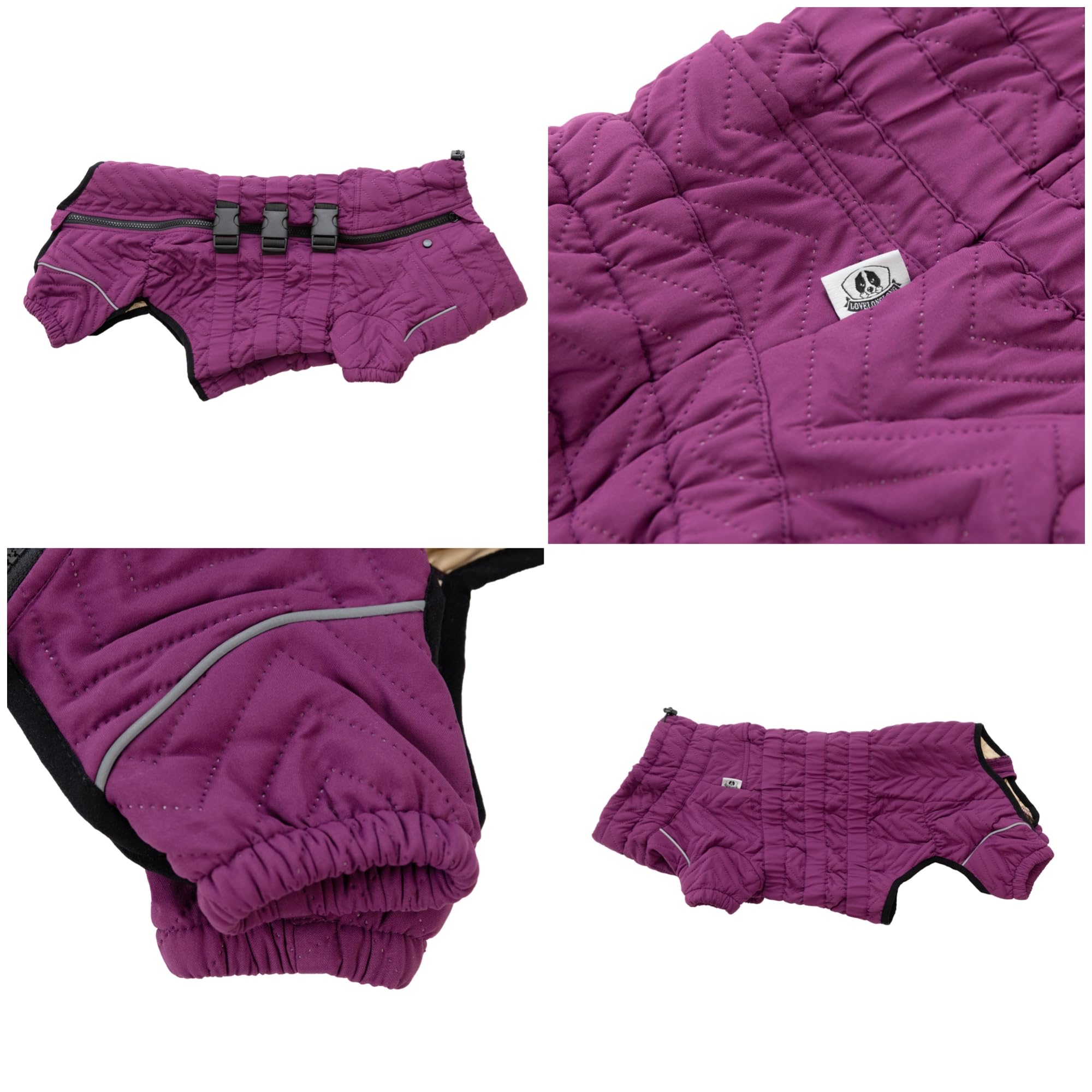 Lovelonglong Dog Coat - Warm Double Layered Vest, Windproof & Waterproof, Size D-S, Purple for Corgis & Dachshunds