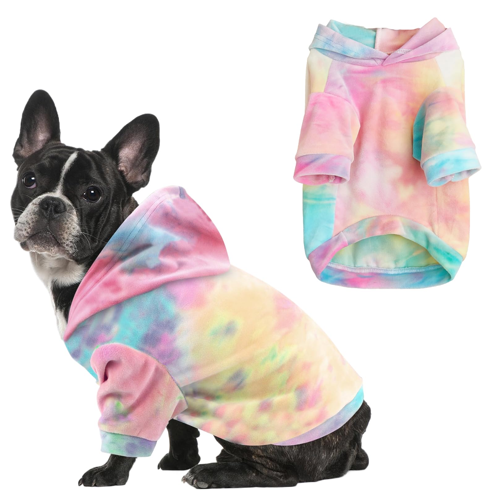 Mklhgty Tie Dye Dog Hoodie Puppy Sweater Sweatshirt, Cold Weather Coat Pet Clothes For Dog Cat