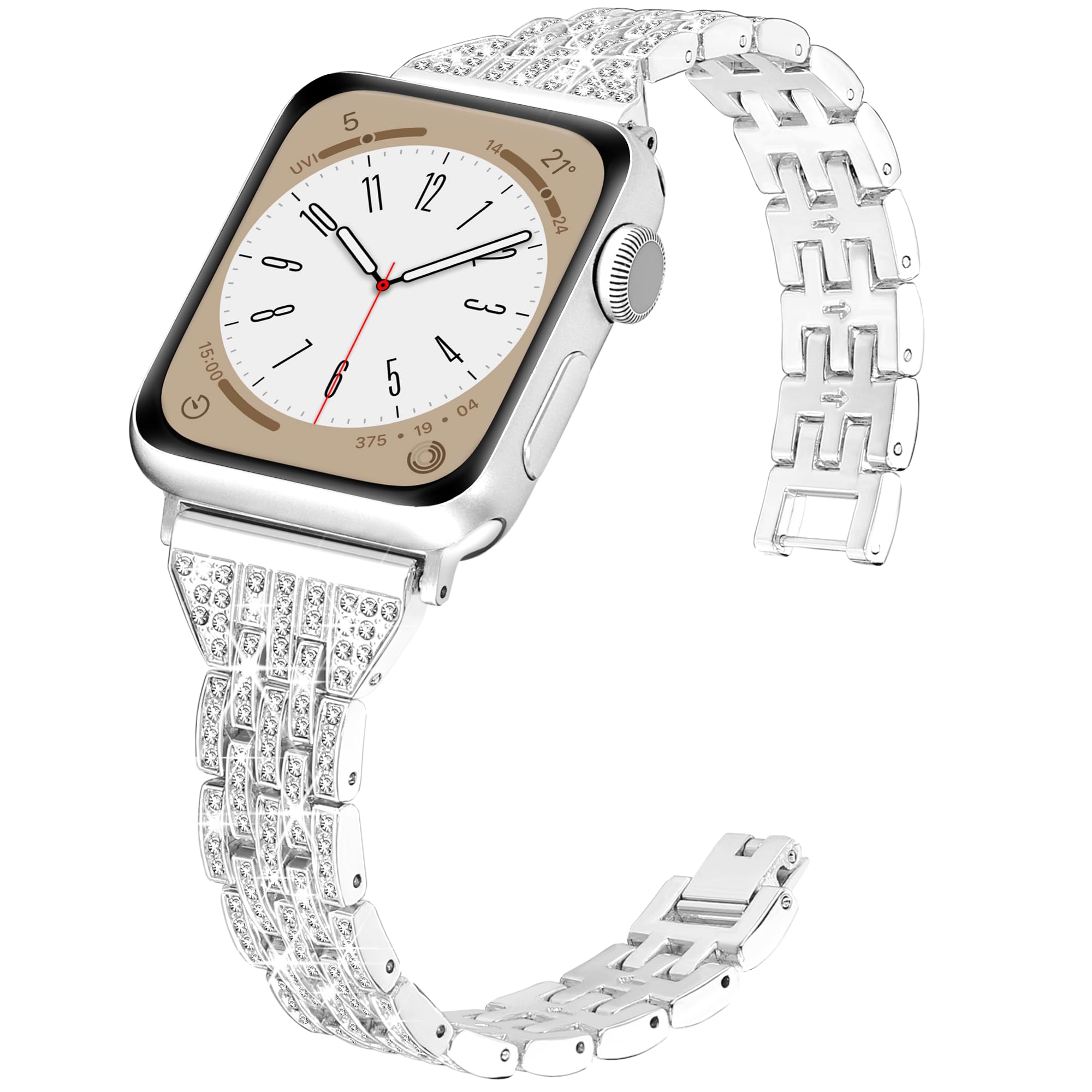 Compatible With Apple Watch Band 41Mm 40Mm 38Mm, Luxury Diamond Band For Women, Dressy Cute Charm Bracelet, Bling Fashion Metal