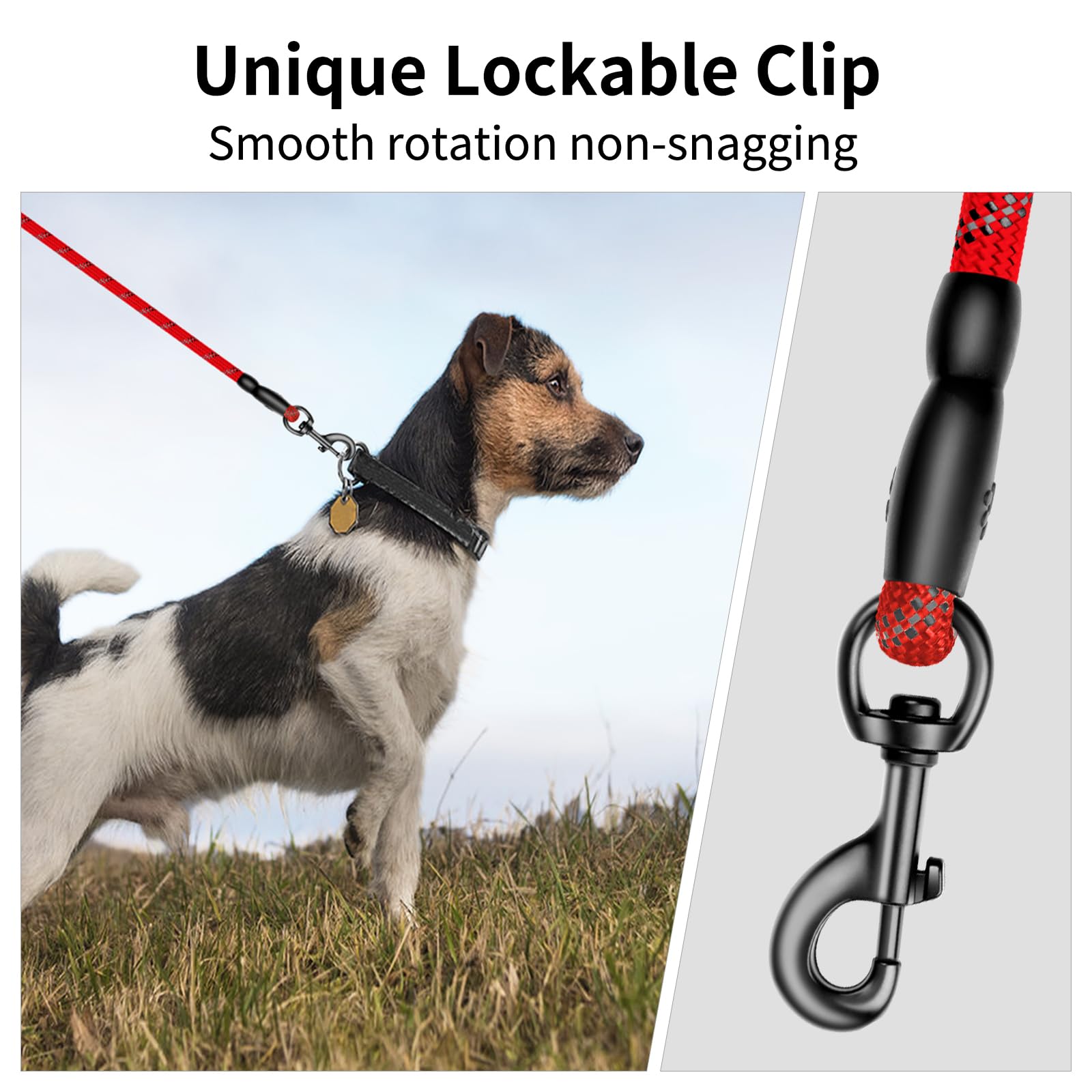 Perperqer Heavy Duty Dog Leash For Large Medium Small Breed Dogs, Reflective Rope Dog Leashes With Comfortable Handle,4/5/6 Ft P
