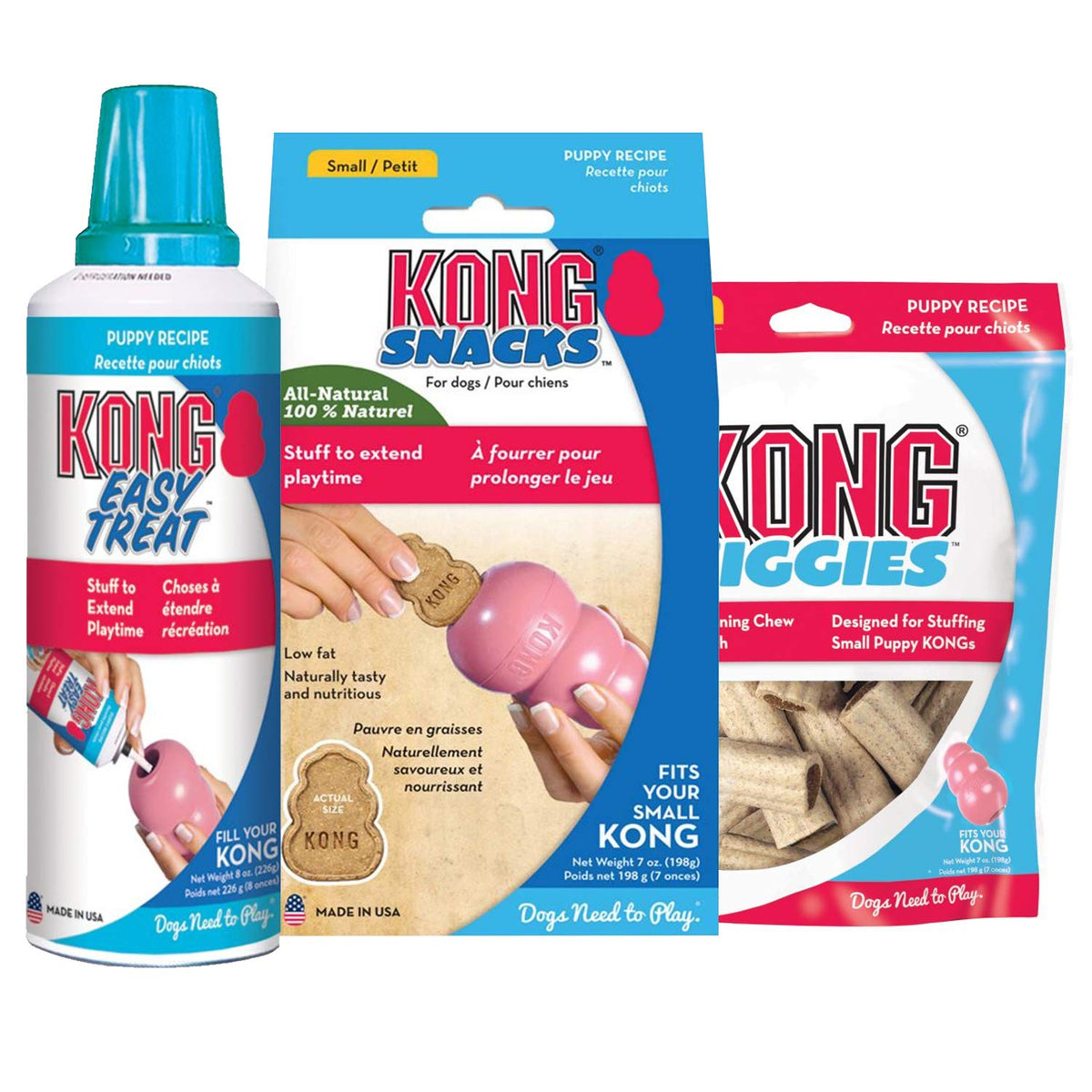 Kong - Dog Treat Combo - Easy Treat, Snacks And Ziggies - Puppy Treats For Small Puppies