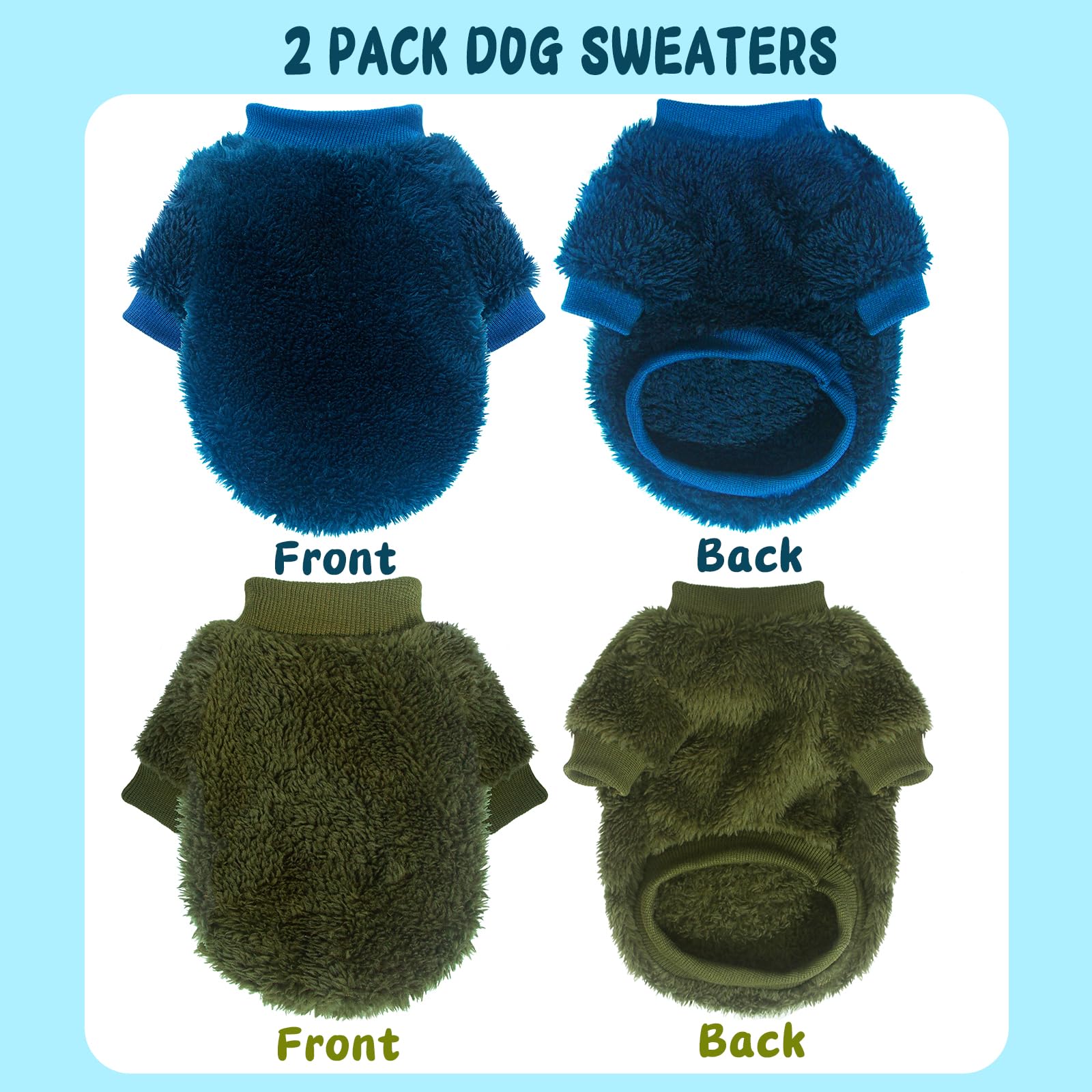 2 Pieces Dog Sweaters For Medium Dogs Winter Warm Puppy Clothes Fleece Chihuahua Sweater Cute Small Dog Clothing For Boys Male C