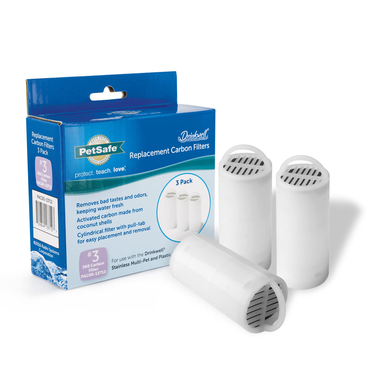 Petsafe Drinkwell Replacement Carbon Filters, Dog And Cat 360 Water Fountain Filters, 3-Pack