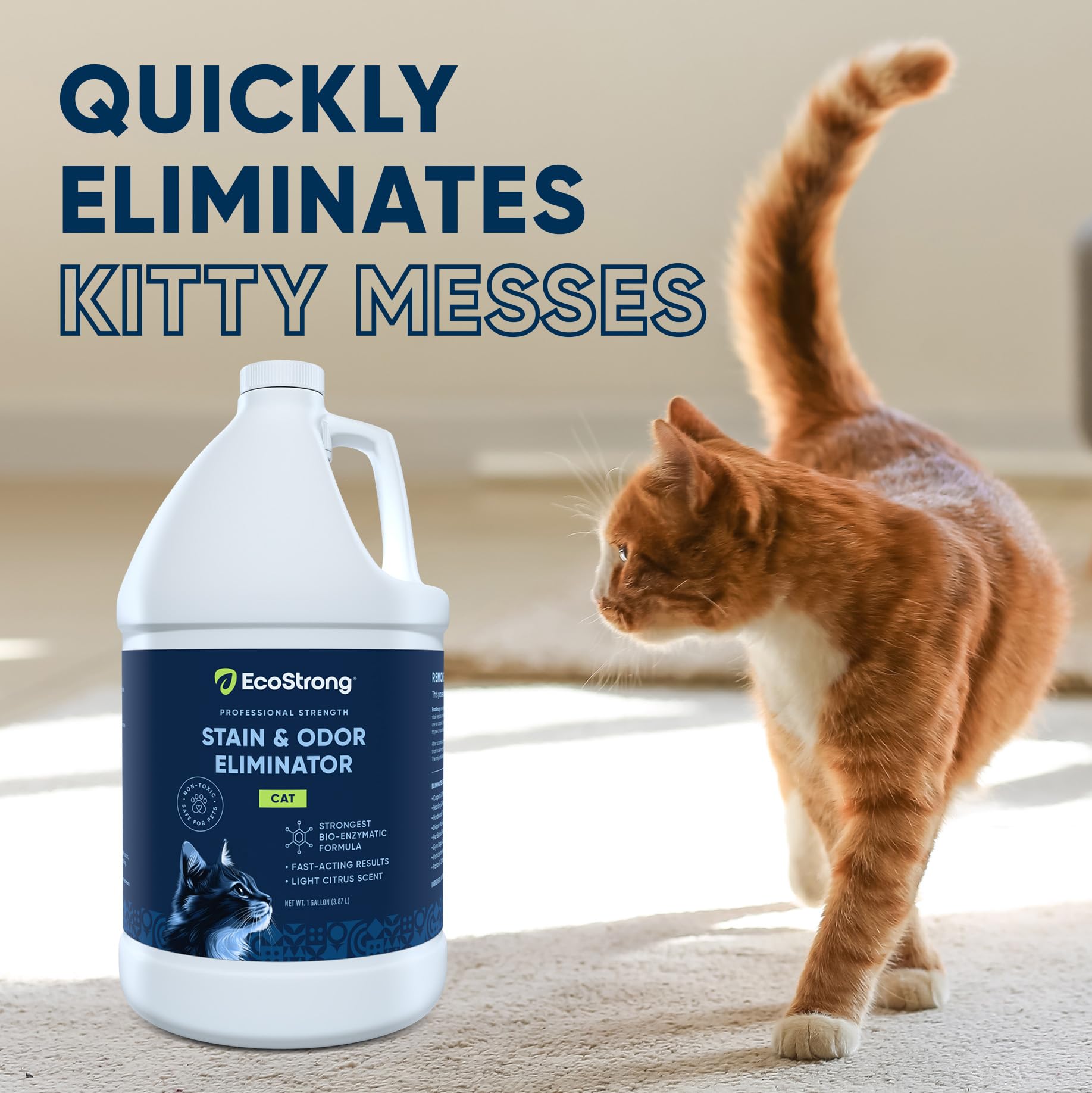 Cat Stain And Odor Remover| Enzyme Urine Odor Neutralizer - Stain Remover For Carpet, Litter Boxes, Bedding, And Laundry [Citrus
