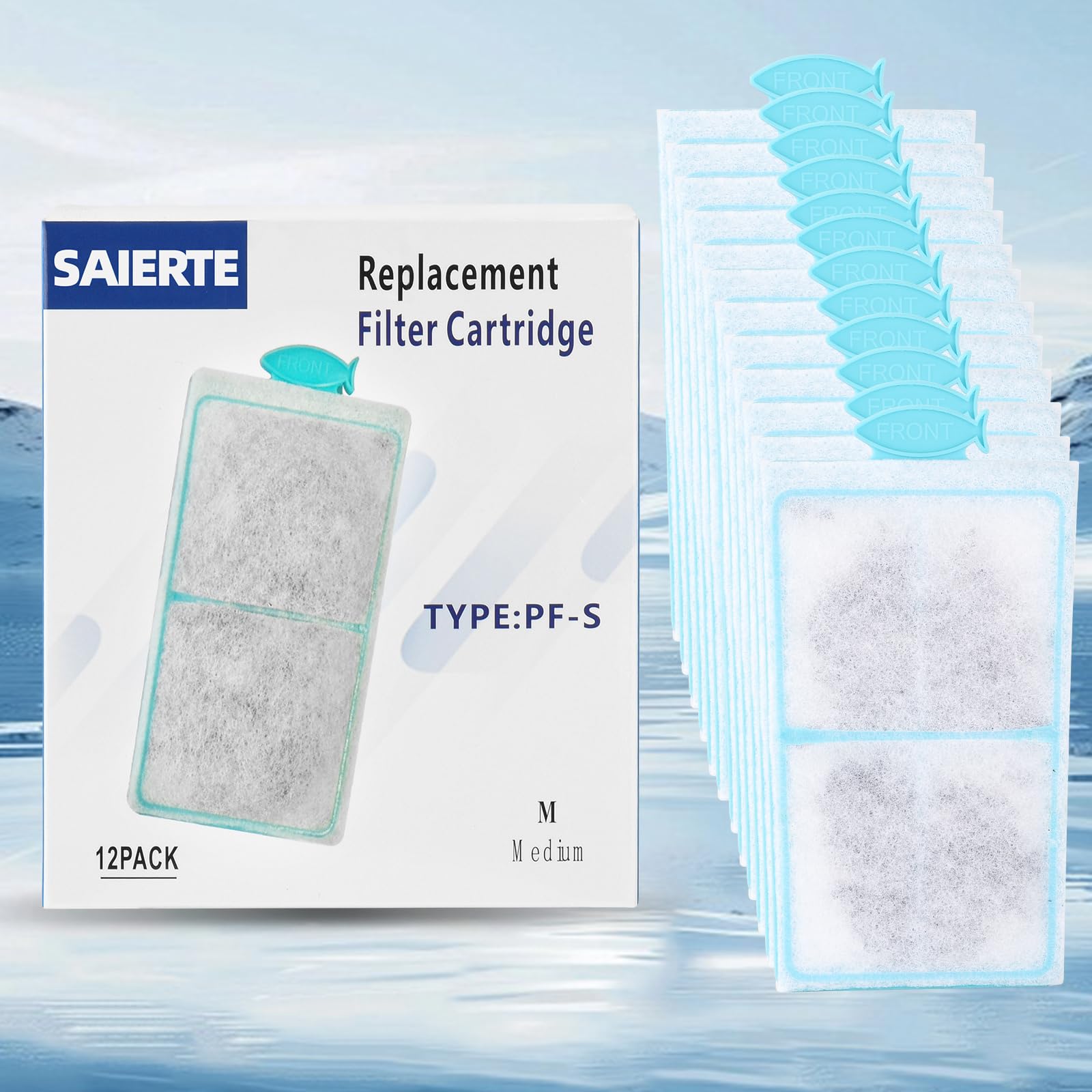 Saierte 12 Pack Pf-S Filter Cartridges For Top Fin Silenstream Pf10 Power Filters, Replacement Aquarium Carbon Cartridge With Ze