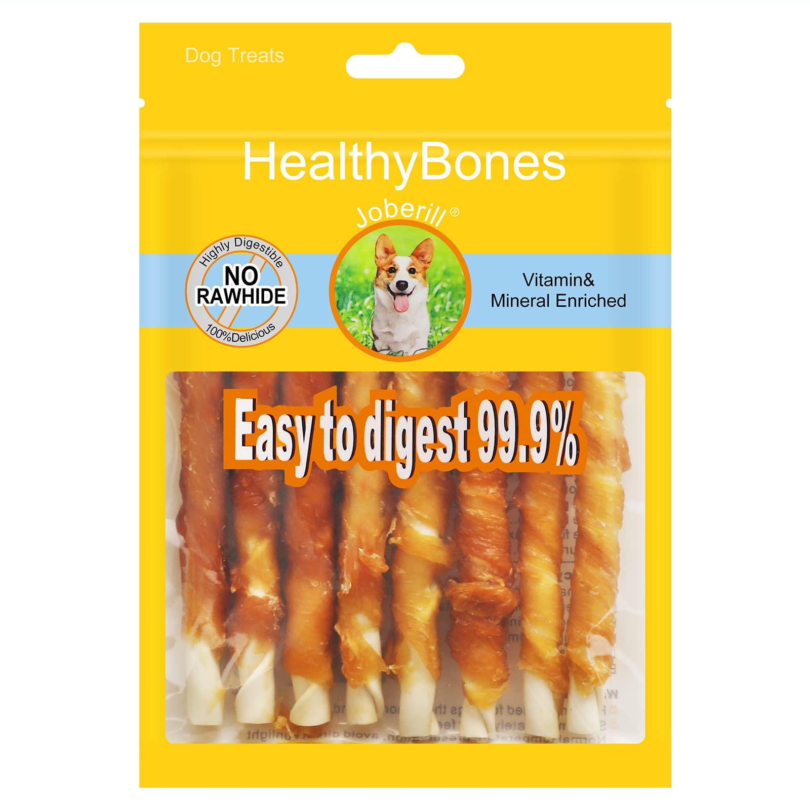 HealthyBones Chicken Breast Wrapped Natural Dog Treats for Vizsla and Other Large Sporting Dogs, 9 Count