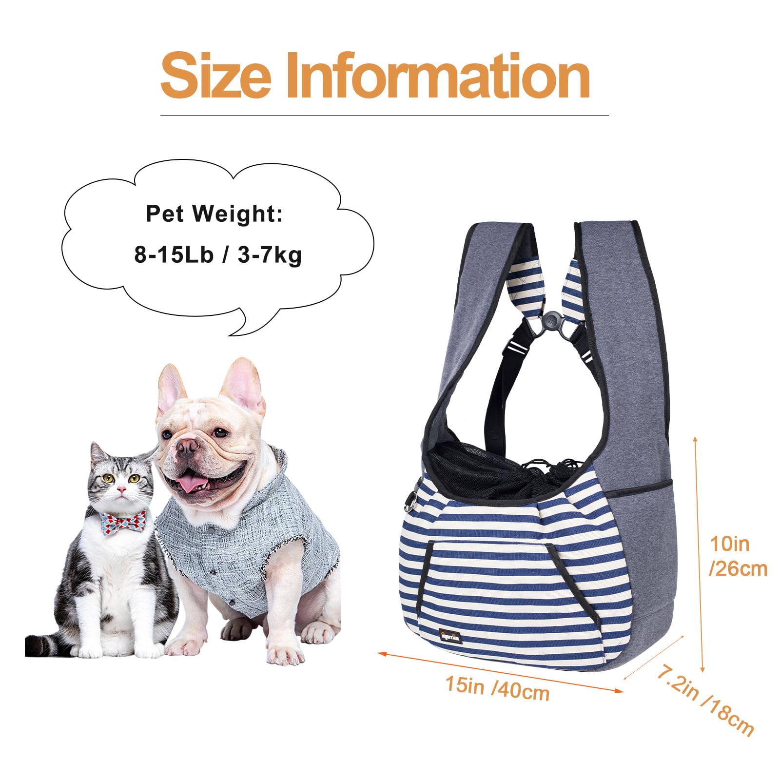 Natuya Dog Sling Carrier Puppy Carrier, Adjustable Pet Front Sling Carrier Travel Bag With Bottom Pad, Pet Carrier For Small Dog