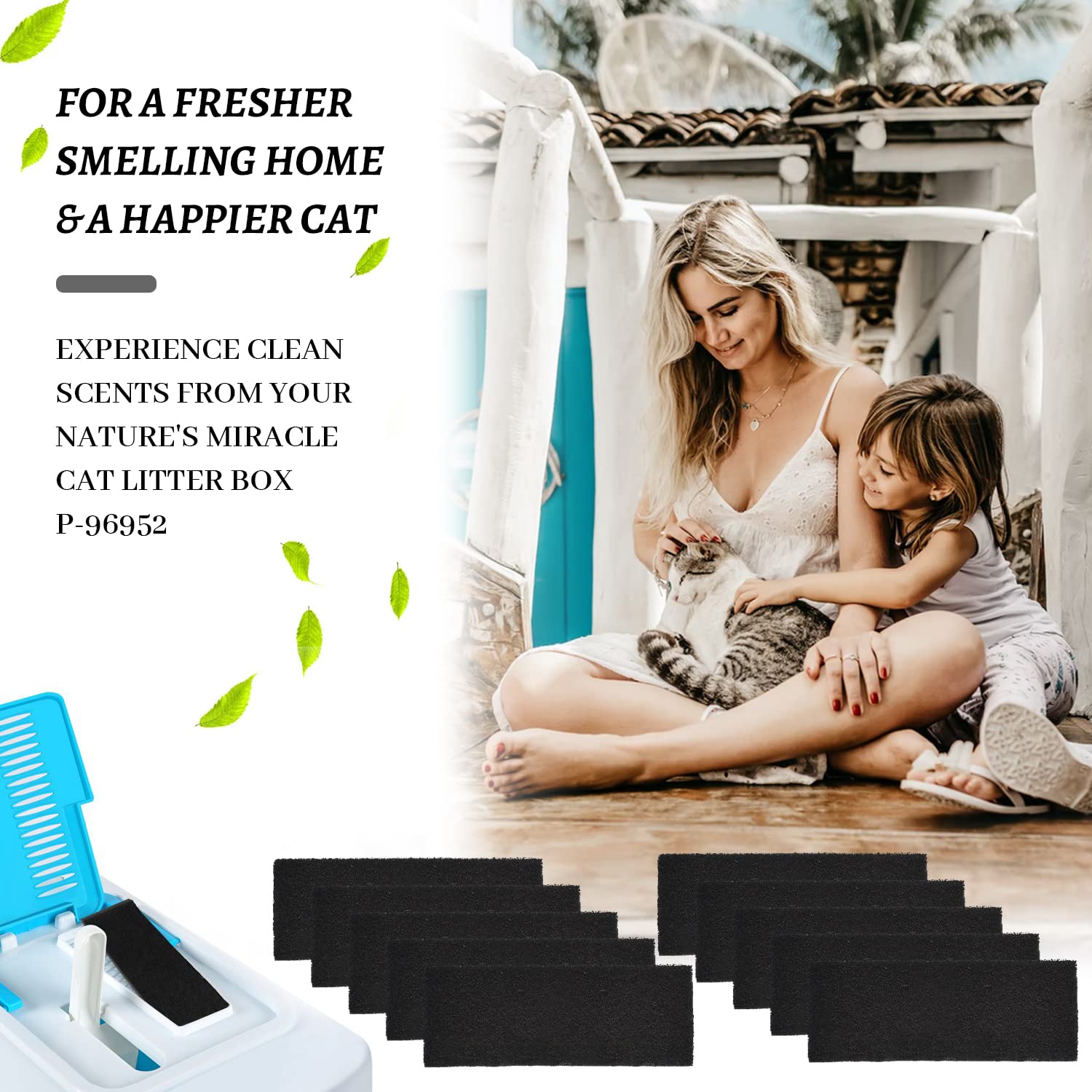 10 Pack Litter Box Carbon Filters Spare Activated Charcoal Filter For Nature'S Miracle Cat Litter Box