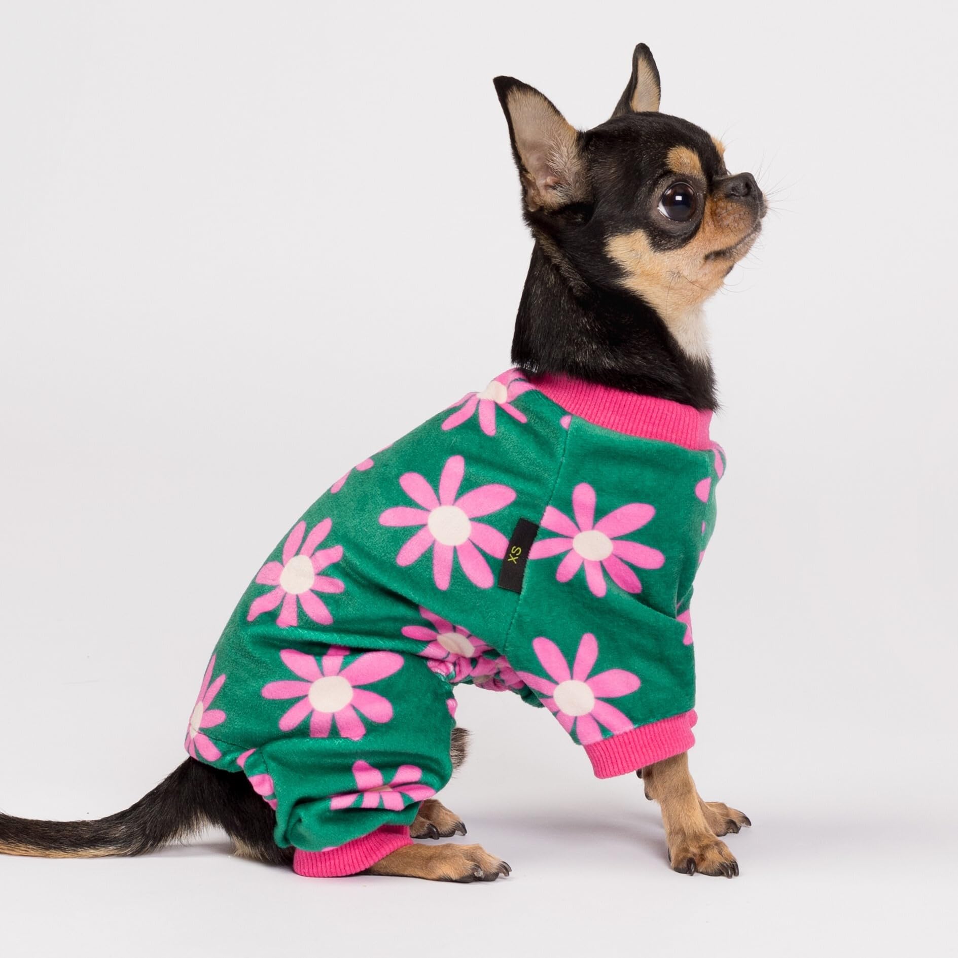 Fitwarm Flower Fleece Dog Pajamas, Warm Winter Dog Clothes For Small Dogs Girl, Cozy Pet Onesie With Feet, Dark Green, Xxl