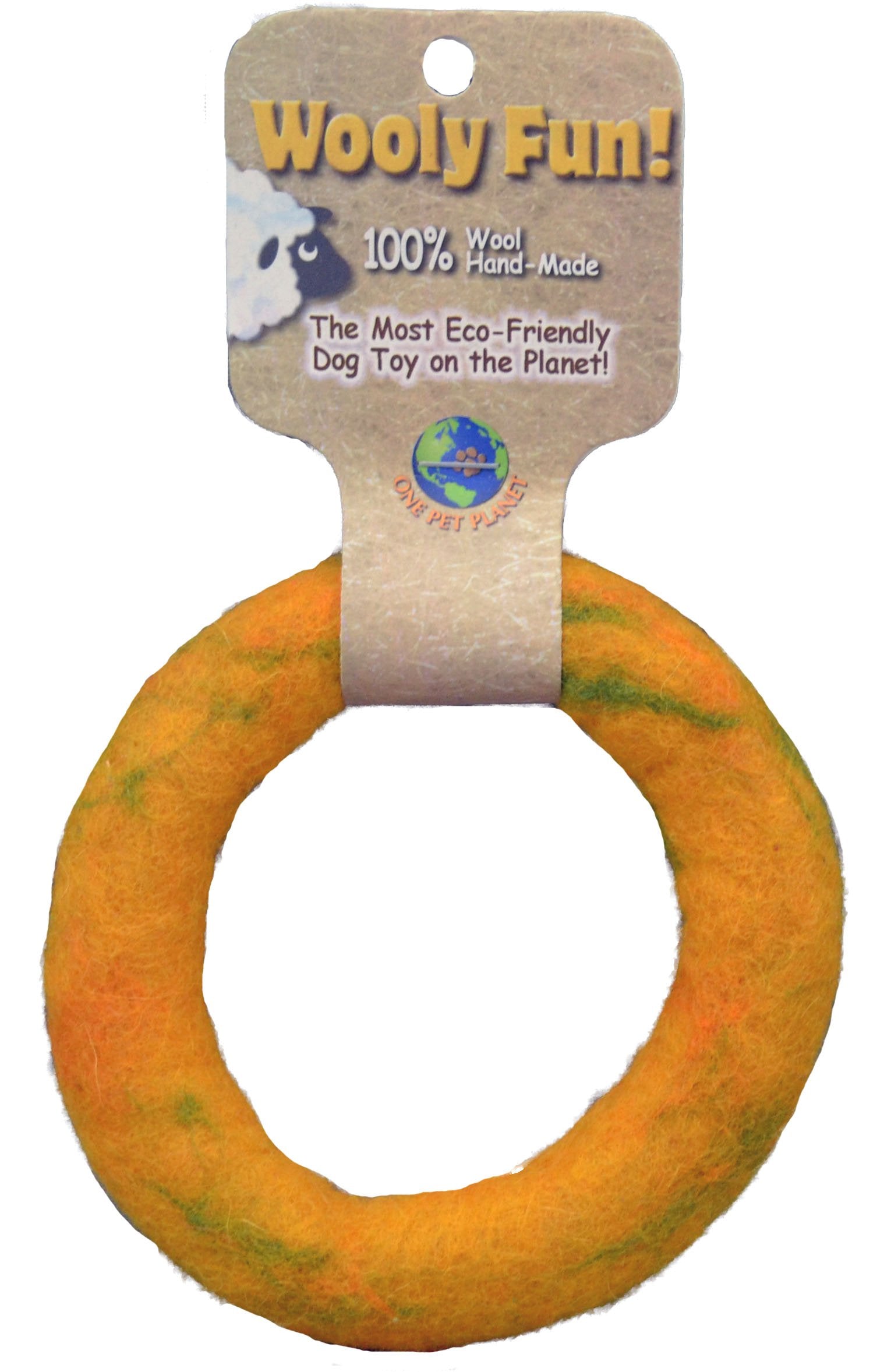 One Pet Planet Wool Dog Toy, 5-Inch, Yellow