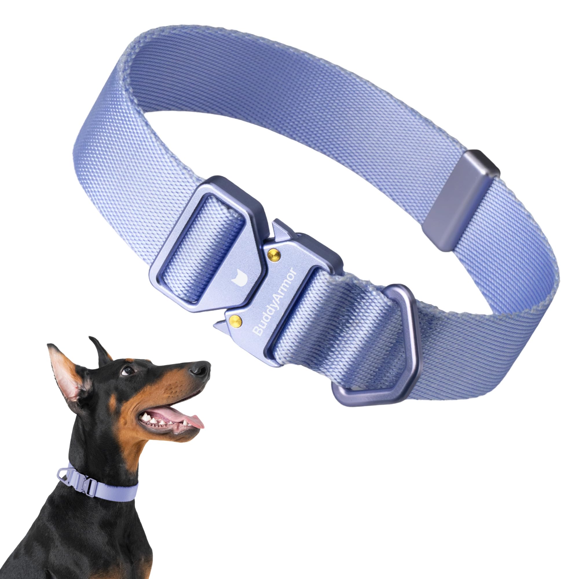 Buddyarmor Dog Collar Pro, Soft Lightweight Dog Collar With Metal Buckle Quick Release Heavy Duty Adjustable Nylon Dog Collar Fo